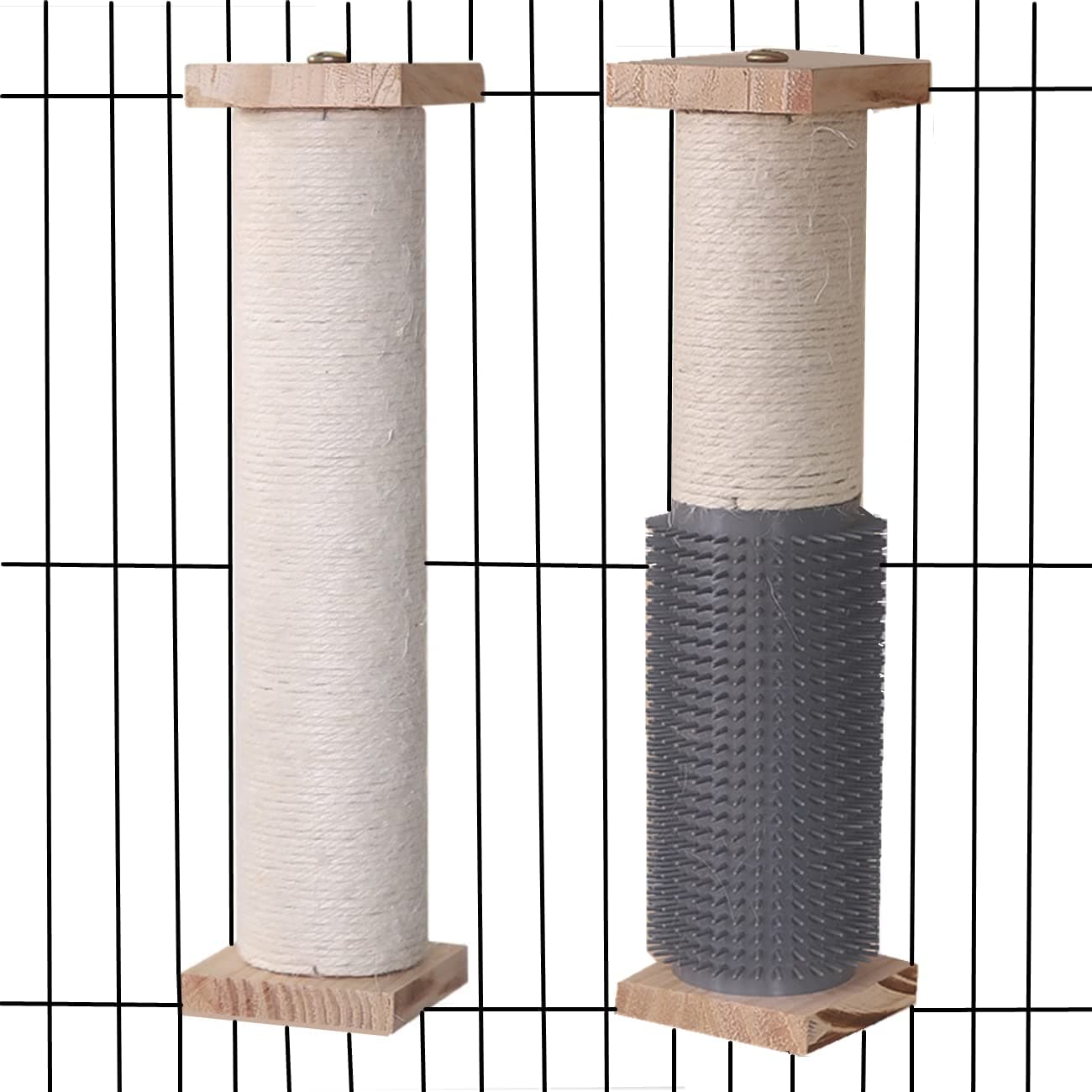SHENGOCASE 2-Pack Cat Scratching Post for Crate Cage, Cage Mounted Scratching Post with Self Groomer and Massager, Cat Kennel Playpen Accessories