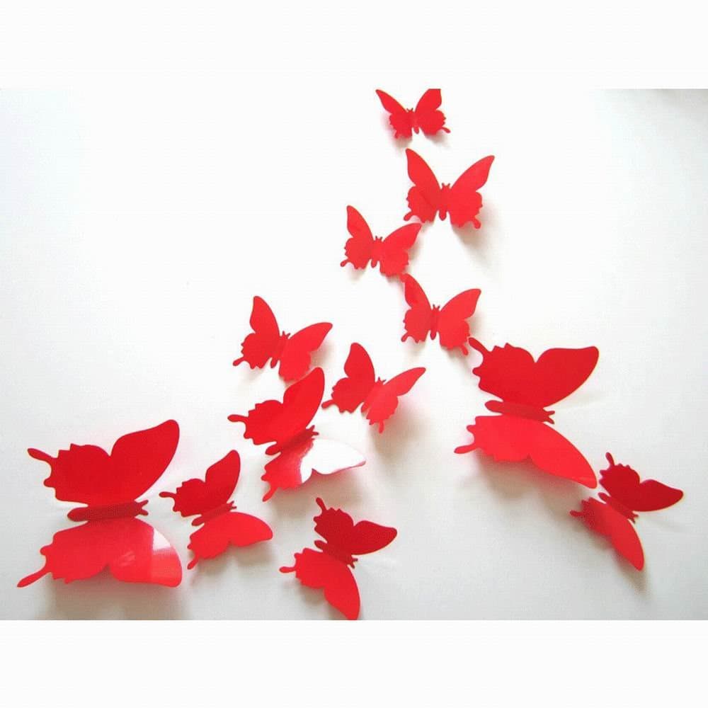 GRC[TM] 3D Red Butterfly Wall Decor Home Decal Sticker Art Room Removable 3d Mural Stickers Diy Butterfly Design