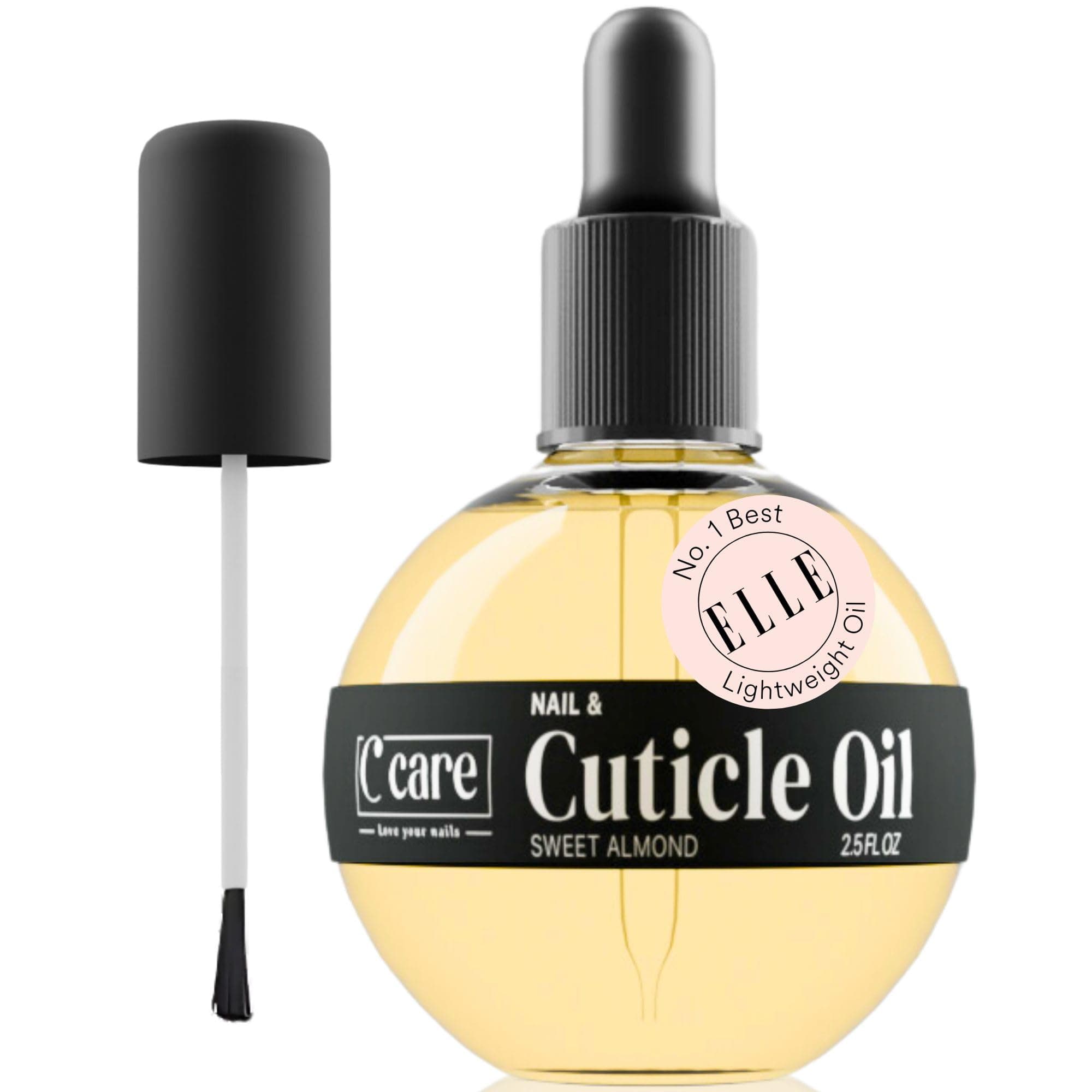 Sweet Almond Cuticle Oil For Nails - Stocking Stuffer Holiday Gift - Repairs Cuticles Overnight - Moisturizes and Strengthens Nails and Cuticles - Dropper & Brush included - 2.5oz