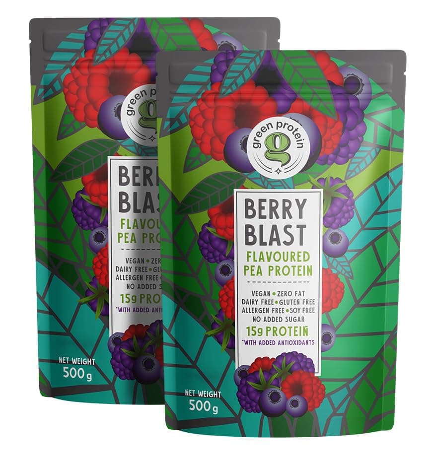 GREEN PROTEIN Plant Protein Isolate Powder, Plant Protein, No Added Sugar, 100% Soy Free, Dairy Free, Gluten Free, Allergen Free, Berry Blast Flavor, 15g Protein Per Serving, Pouch (1kg)