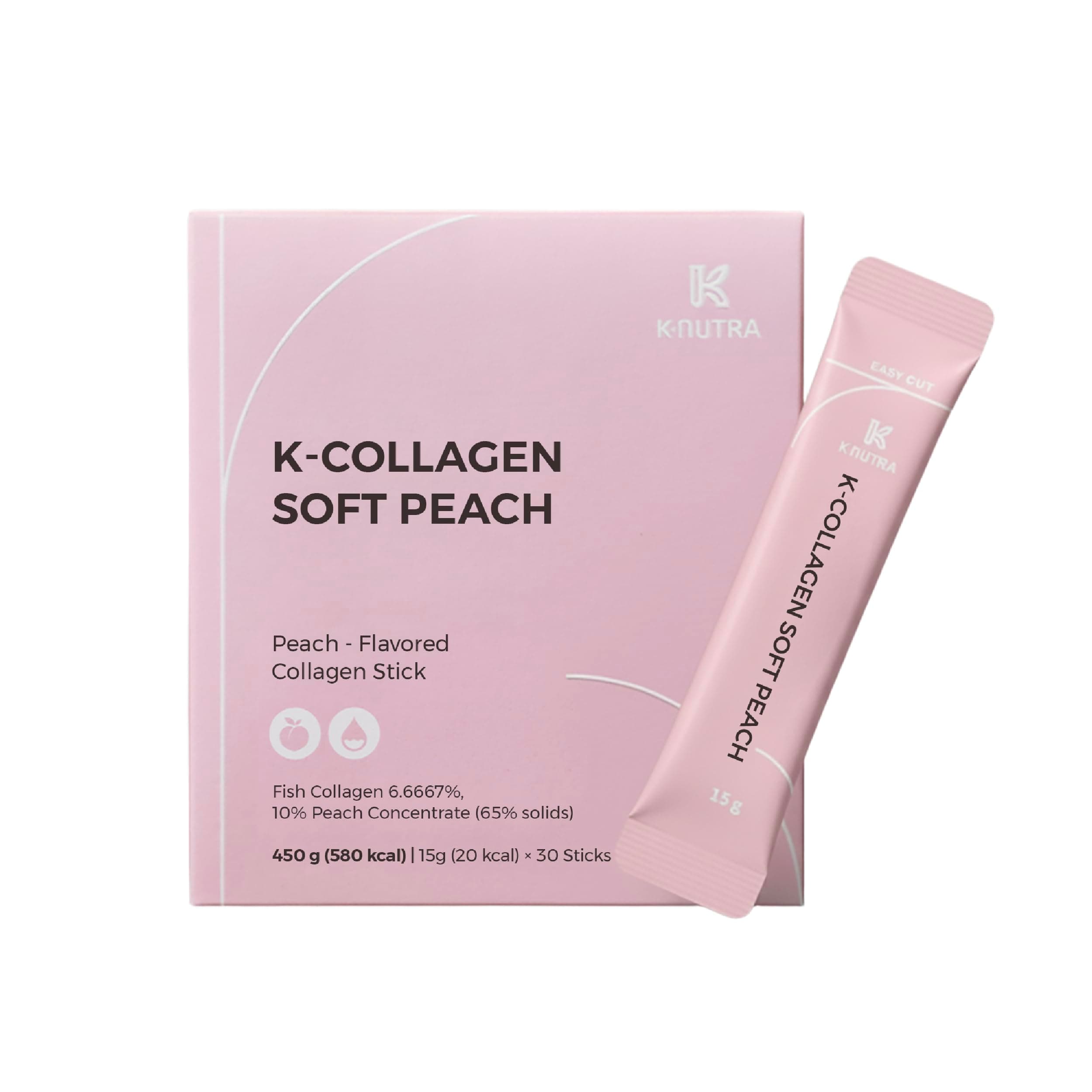 K·Collagen Soft Peach 15g x 30 Jelly Sticks | Peach & Coconut Flavored Collagen Vitamin C Jelly Sticks