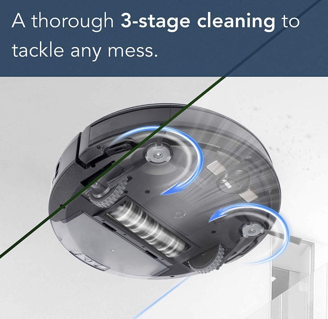 ECOVACS DEEBOT 500 Robot Vacuum Cleaner with Max Power Suction, Up to 110 min Runtime, Hard Floors and Carpets, Pet Hair, App Controls, Self-Charging, Quiet, Large, Black