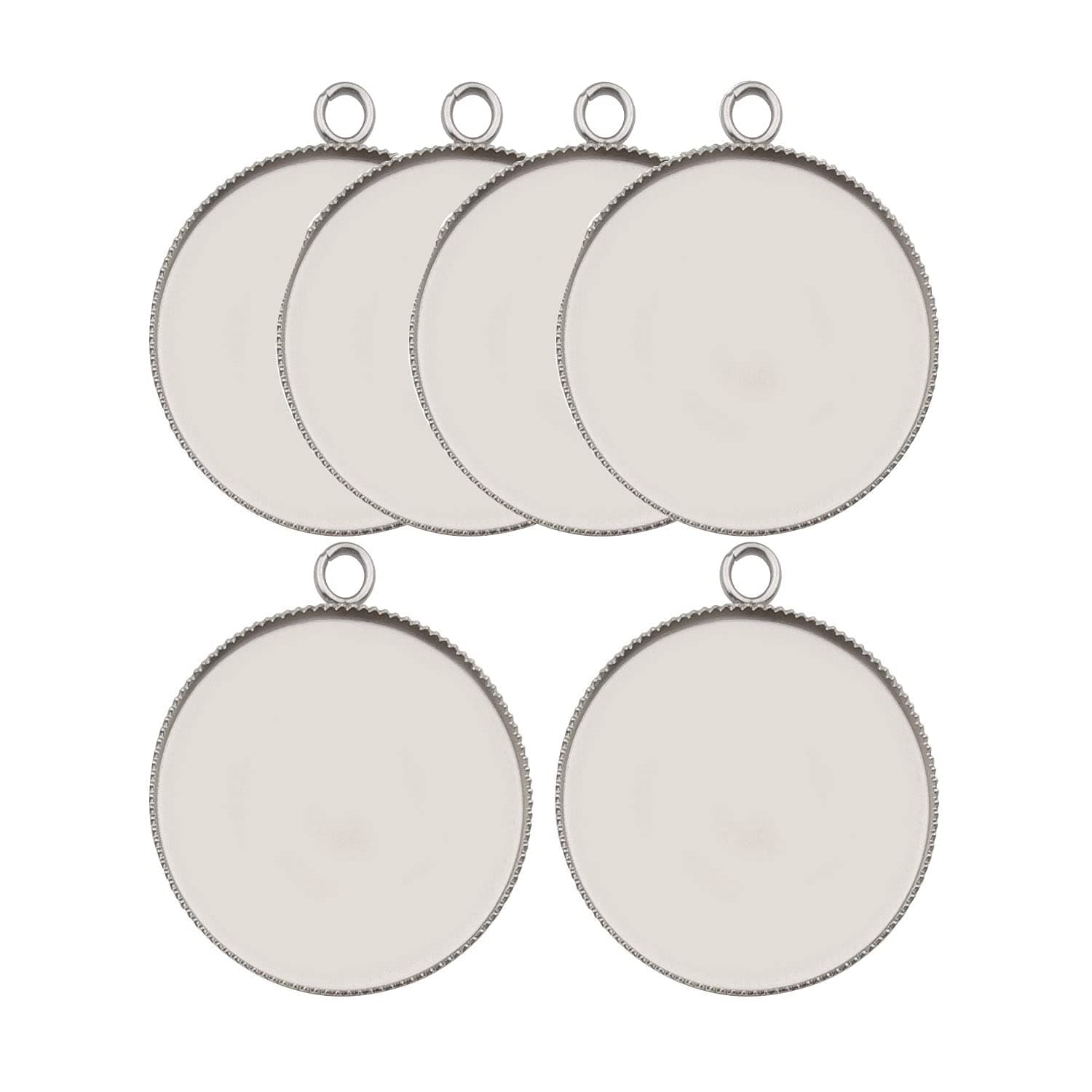 WOCRAFT 20 Pcs Fit 30mm Stainless Steel Round Blank Bezel Pendant Trays Base Cabochon Settings Charms for Jewelry Making (10168-30mm-20pcs)