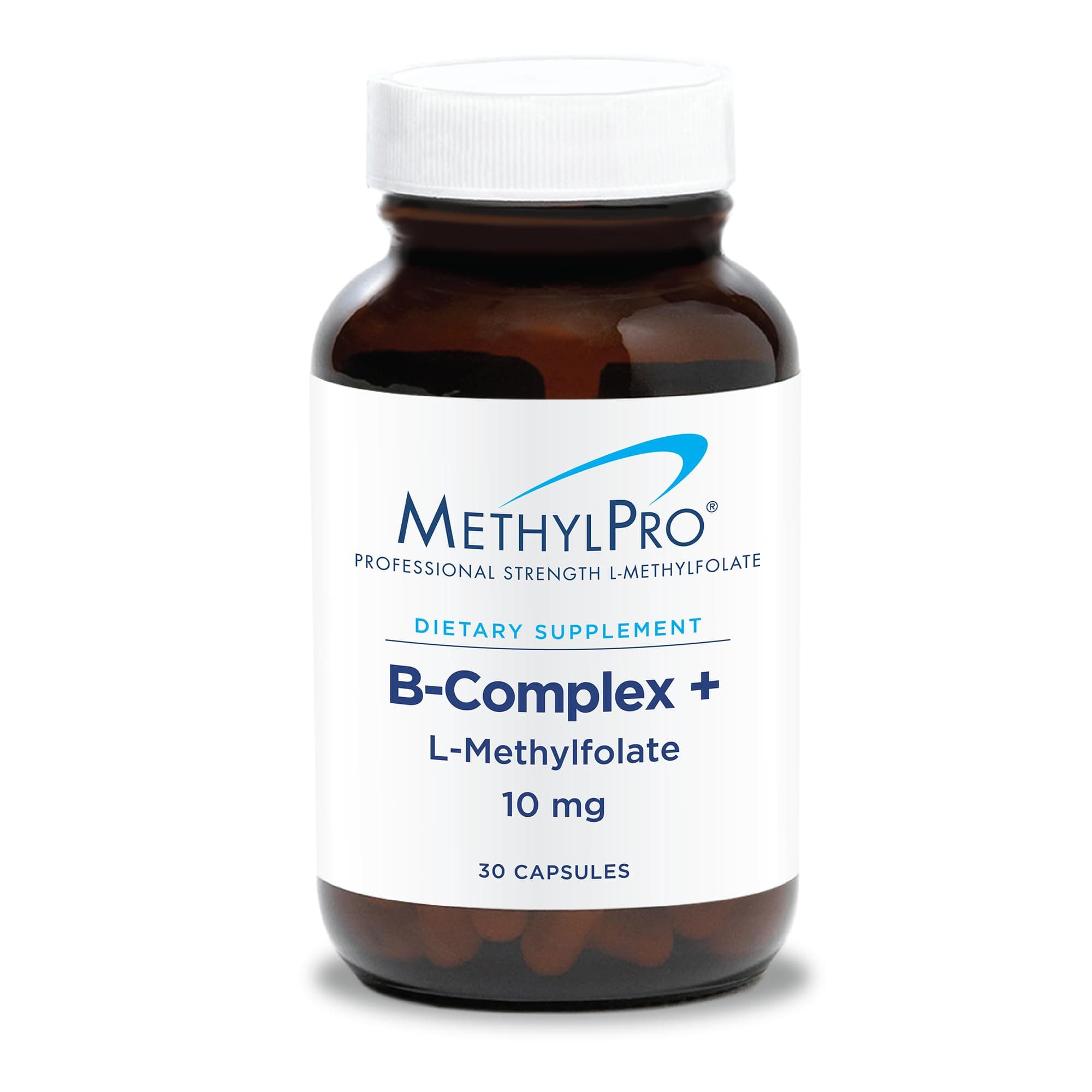 B-Complex + 10mg L-Methylfolate (30 Capsules) - Professional Strength B Vitamins for Energy, Mood + Immune Support with Active Methyl Folate, Methyl B12, B6 as P-5-P - Gluten-Free