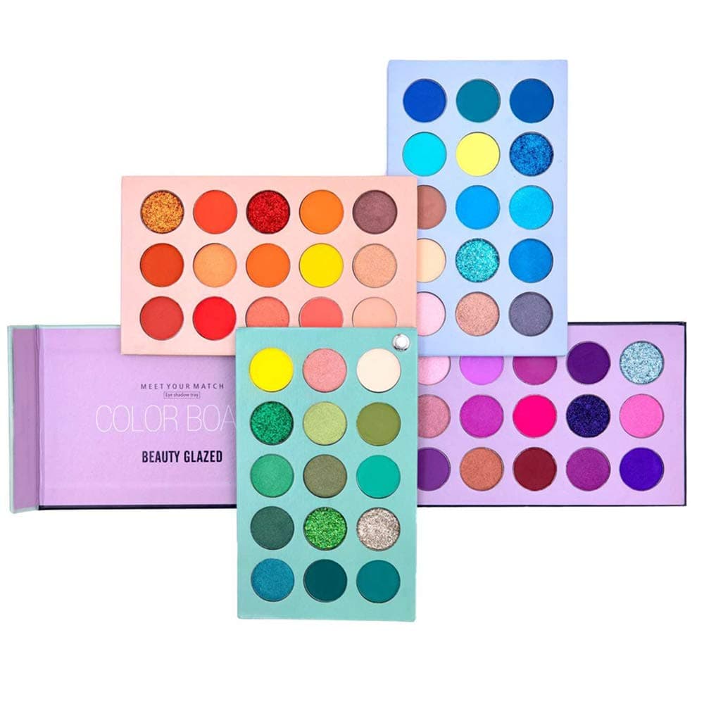 60 Color Eyeshadow Palette, 4 in 1 Board High Pigmented Glitter Matte Eye Shadow Rotation Pearlescent Nude Makeup Palette Eyes Cosmetic