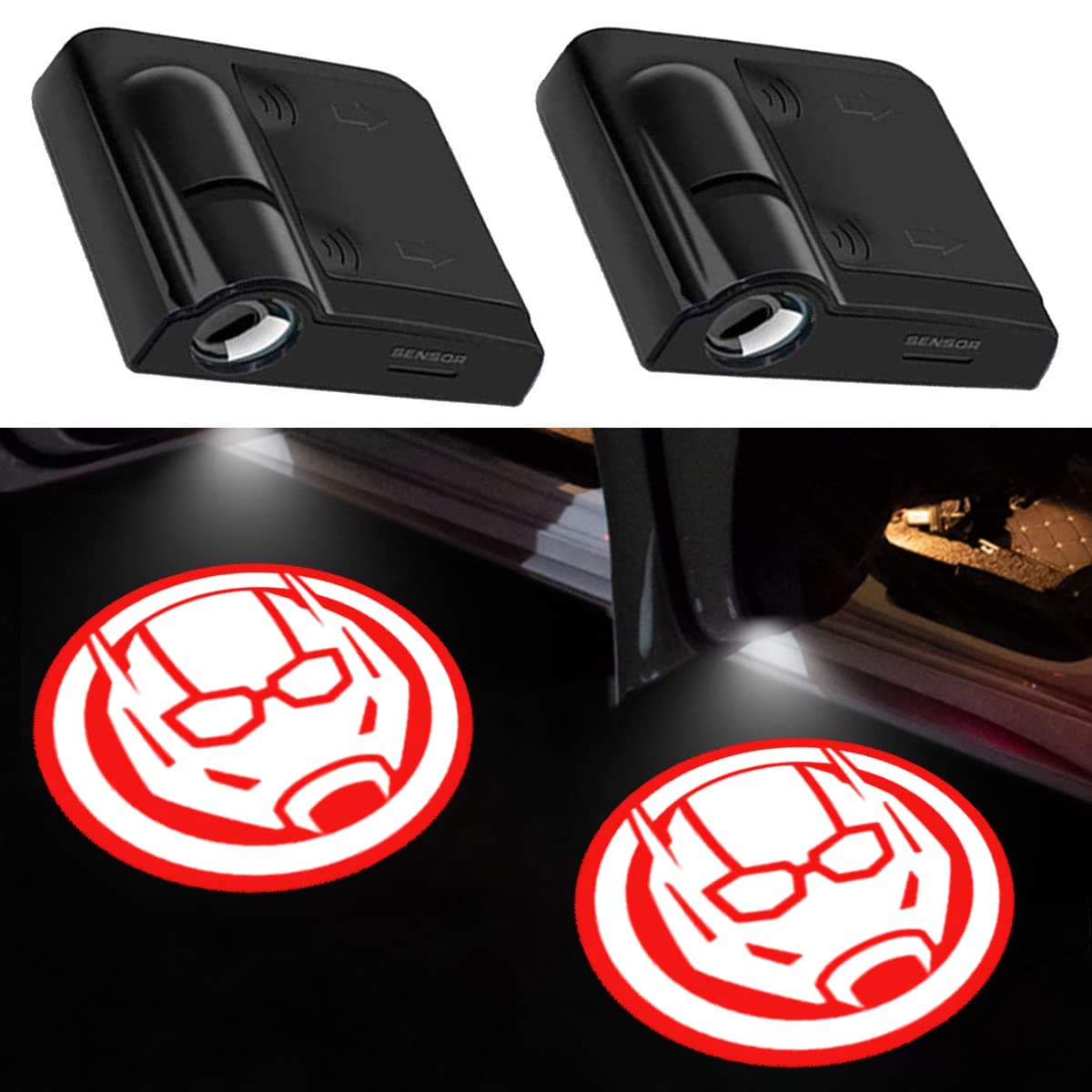2Pcs fit for Ant Man Car Door Lights Logo Projector, Wireless Led Puddle Light for Ant-Man Fans, Universal Fits to Most Cars/Trucks/SUVs