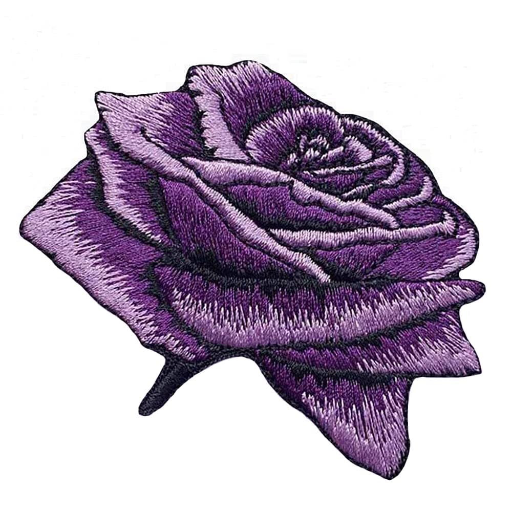 2 Pack Purple Rose Iron On Patches for Backpacks, Hats, DIY Sew on Applique Patch, Vintage Embroidered Patches for Repair Clothes, Jackets, Jeans