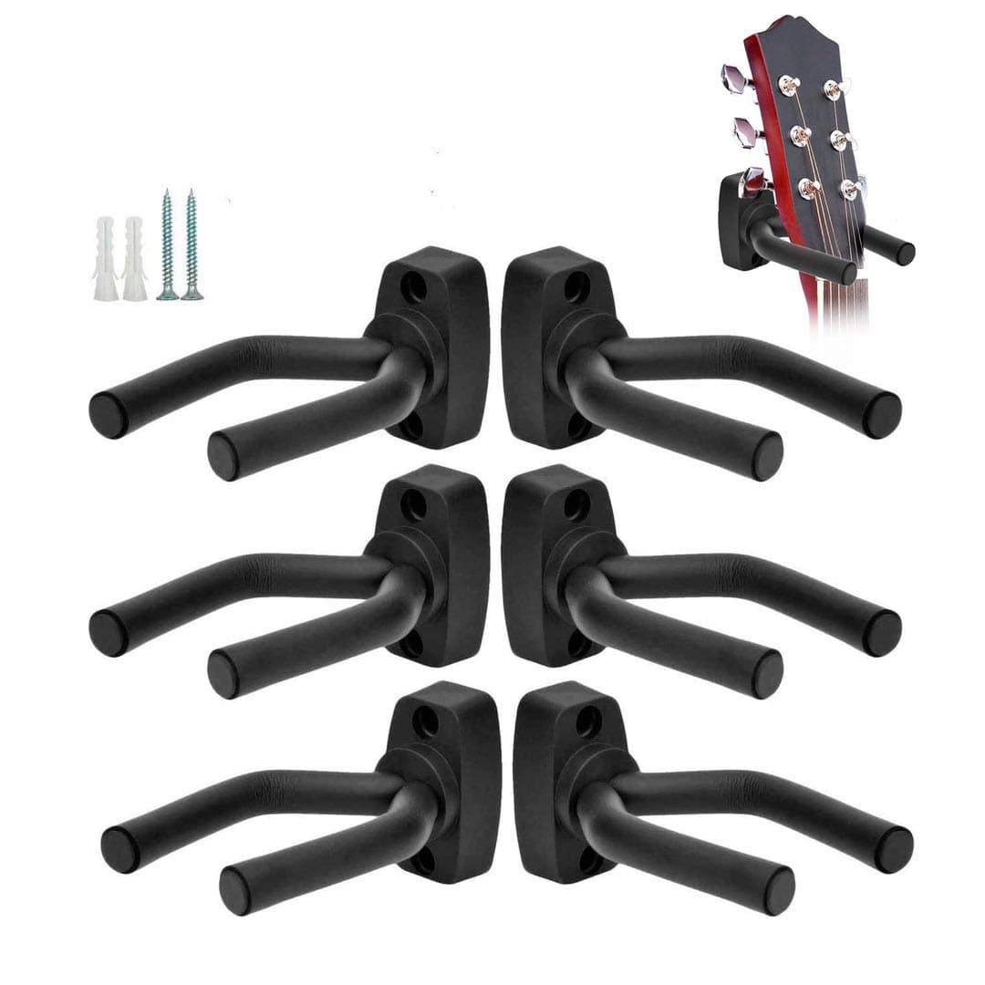 6 Pcs Guitar Hangers Keep Hook Holder Wall Mount for All Size Guitars, Bass, Mandolin, Banjo