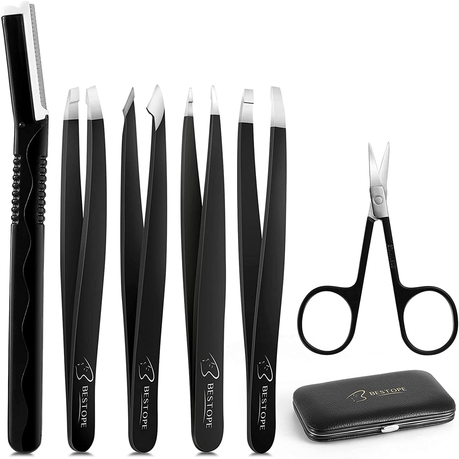 BESTOPE 6Pcs Eyebrow Tweezers Professional Set