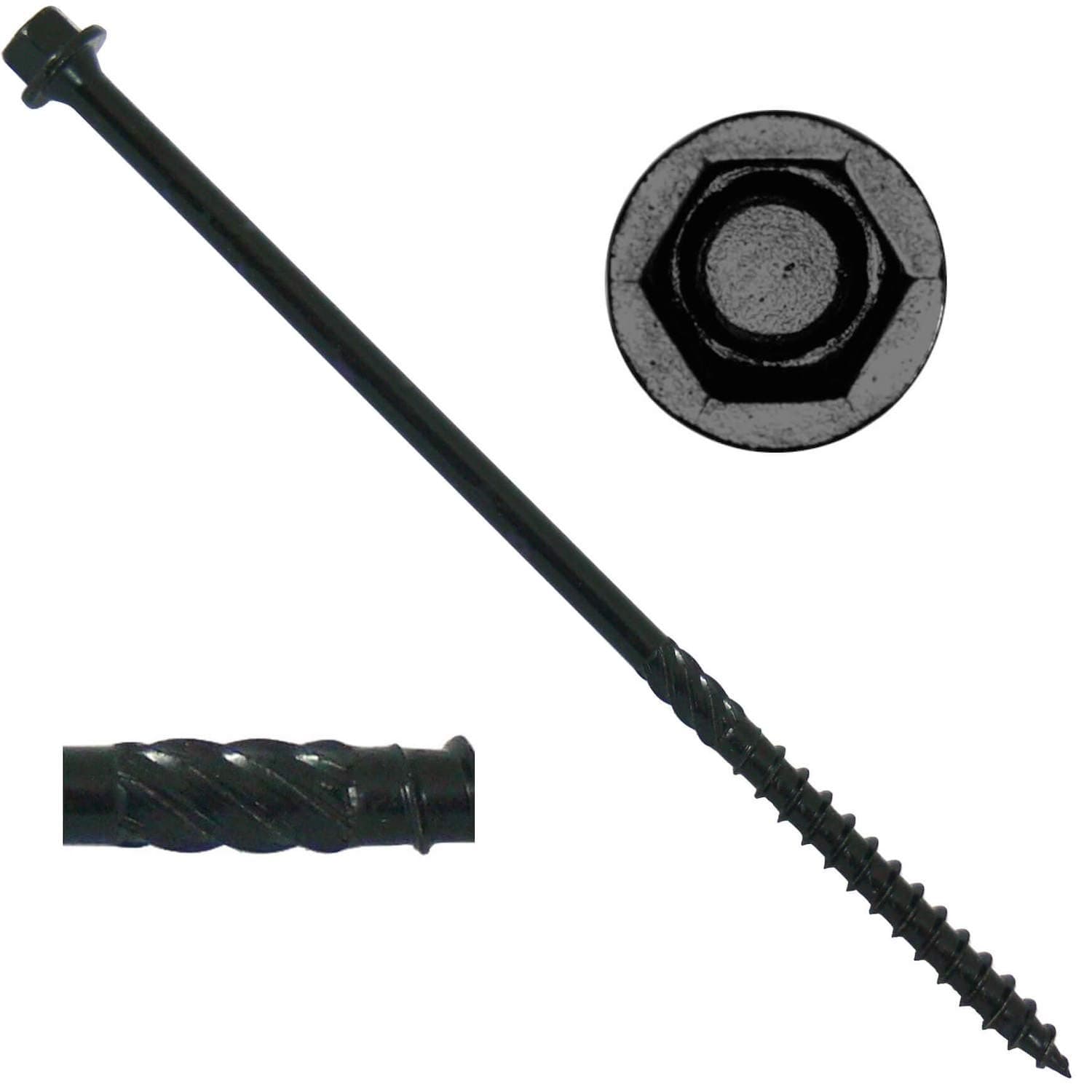 Jake Sales #14 X 6" Heavy Duty Black Timber/Log/Landscaping Wood Screws (50 Count)
