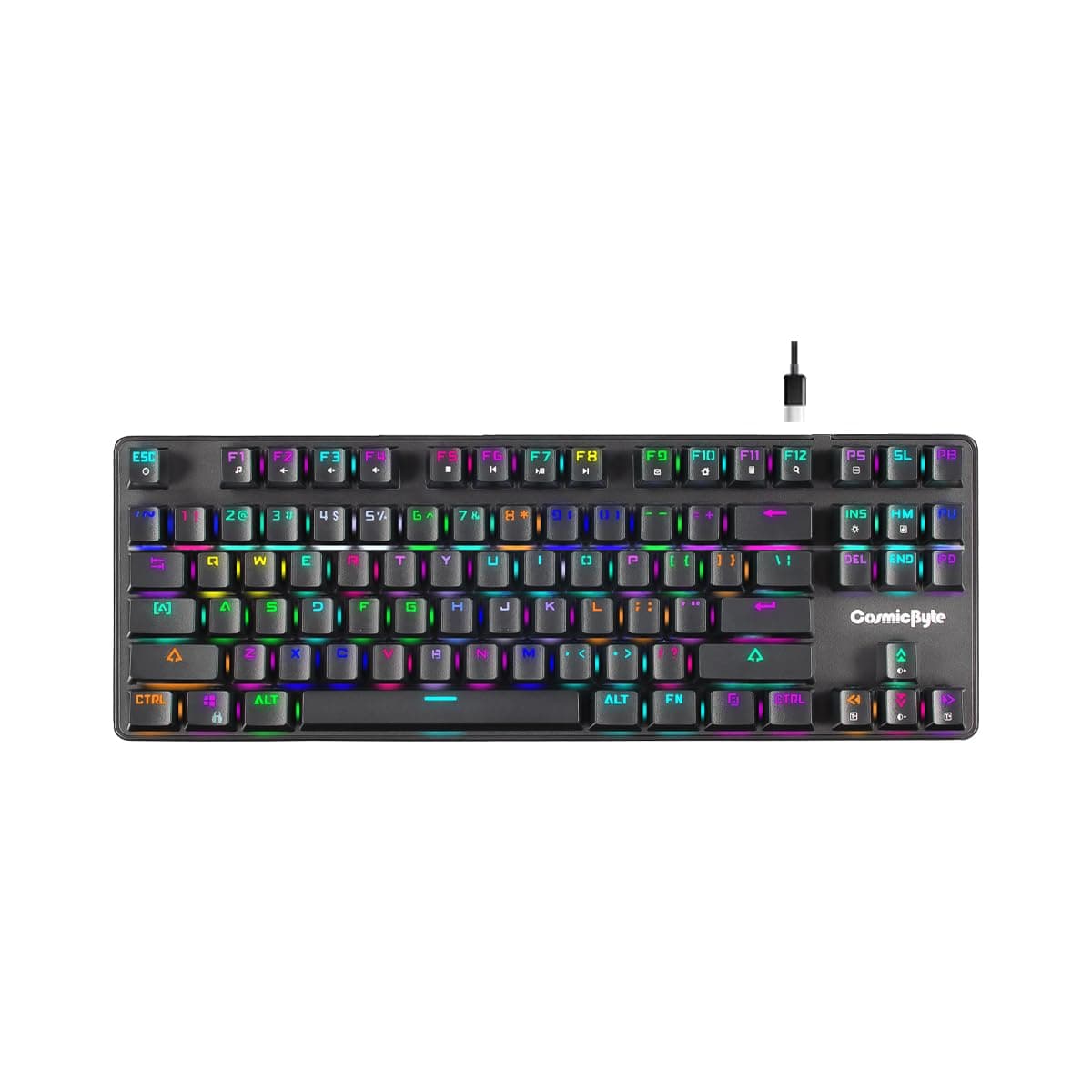 CB-GK-18 Firefly TKL Mechanical Gaming Keyboard | Per-Key RGB | 3 PIN Swappable Outemu Red Switches | Upgraded with Detachable USB-C Port | Macro & Software Support (Black)
