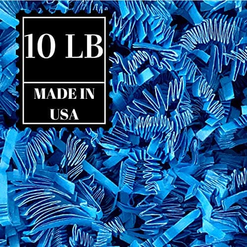 Mrs Fizz Crinkle Cut Paper Shred Filler for Packing and Filling Gift Baskets (10 LB) Light Blue