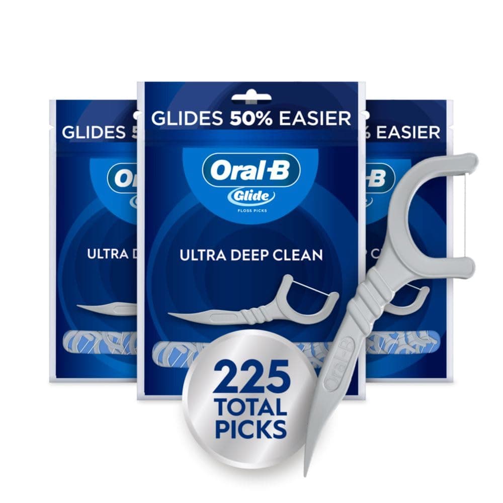 Glide Ultra Deep Clean Floss Picks, Removes Food and Plaque, Cool Mint Flavor, 75 Floss Picks