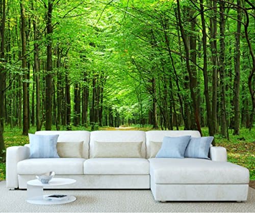 StickersWall Woodland Tree Pathway Forest Nature Landscape Scenery Wall Mural Photo Wallpaper Picture Self Adhesive 1014 (342cm(W) x 242cm(H))