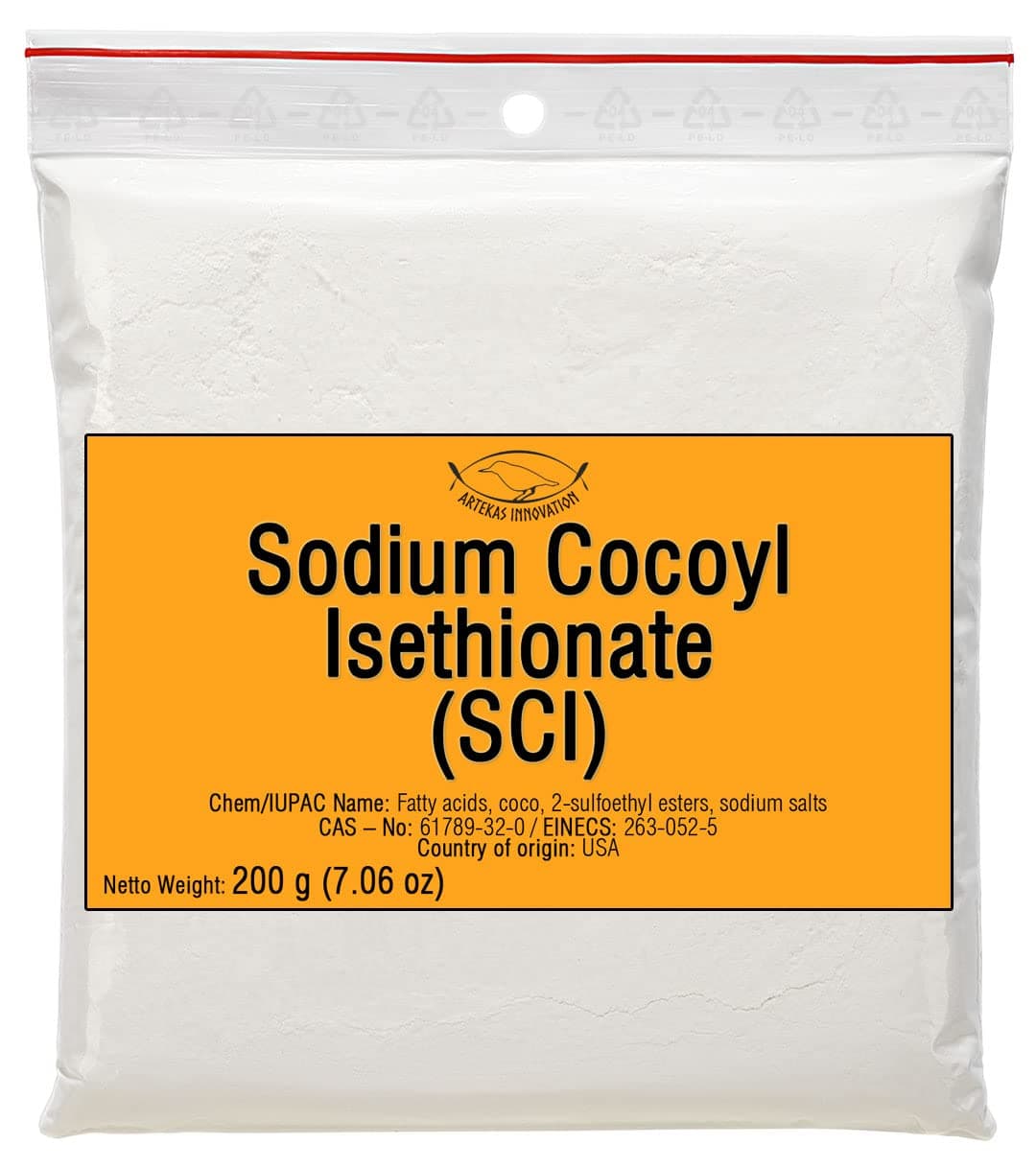 Sodium COCOYL ISETHIONATE (SCI) - Anionic, Foaming Surfactant - Powder (200 g | 7.06oz)