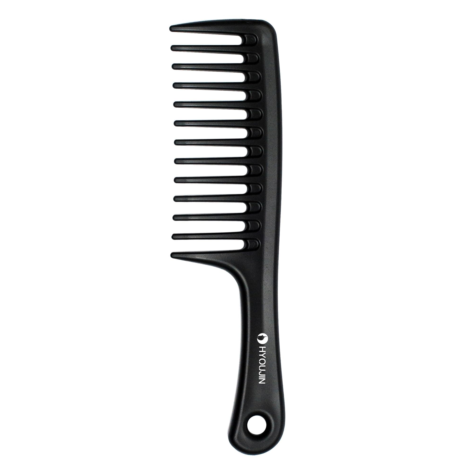 HYOUJIN Black Large Wide Tooth Detangler Paddle Brush - Best Styling Comb for Curly, Wet, Long Hair