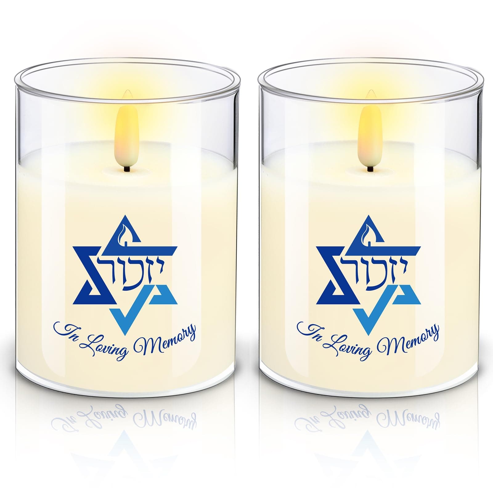 VIHOSE 2 Pcs Electric Memorial Candle LED Yahrzeit Candle for Loss of Loved One Sympathy Yizkor Flameless Candles Battery Powered Gift for Prayers Yom Kippur Chanukah Funeral Decoration