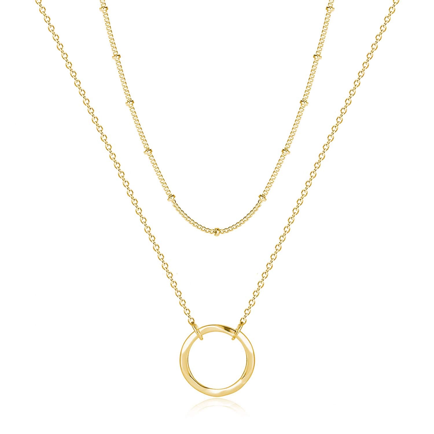 Pendant Necklace Gold Choker Layered Coin Open Karma Circle Full New Crescent Moon 14K Gold Plated Dainty Simple Moon Phase Jewelry for Women Gift