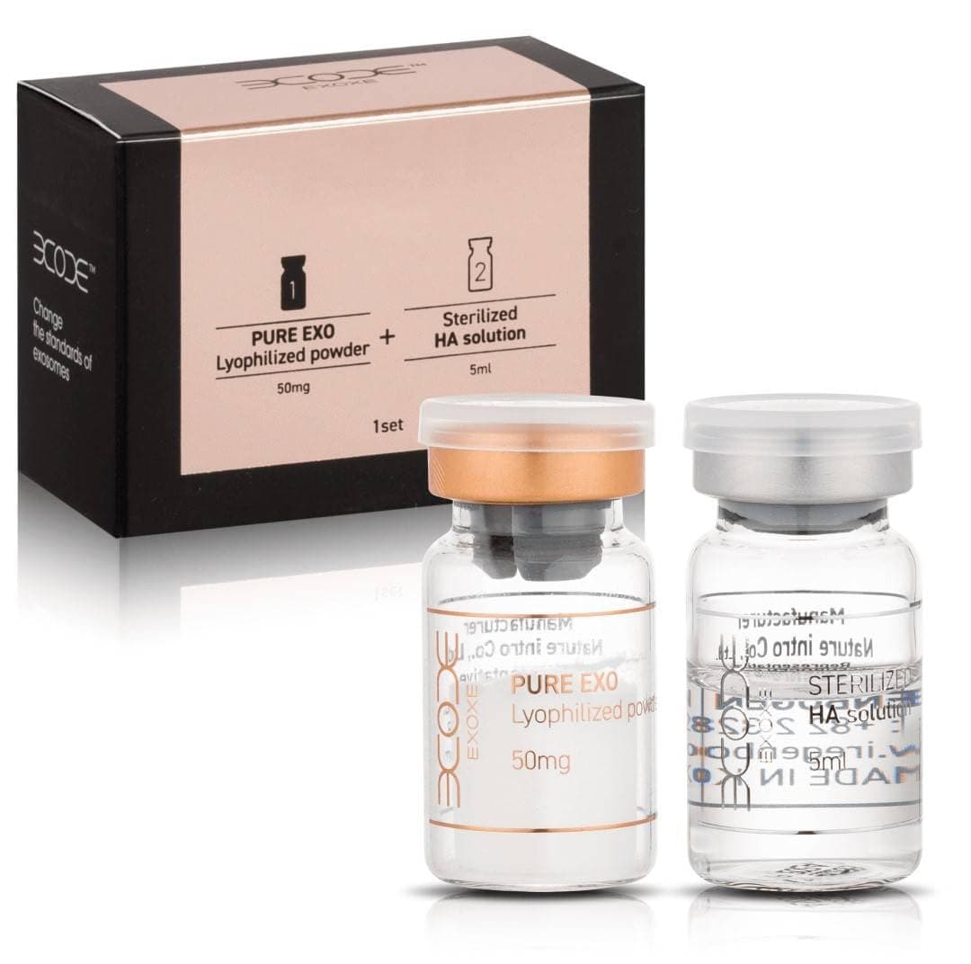 EXOXE Exosomes, Korean Amniotic-Derived Exosomes, for anti-aging, skin rejuvenation, SINGLE SET (1 50mg Lyophilized Exosome powder and 1 5ml sterilized HA solution)