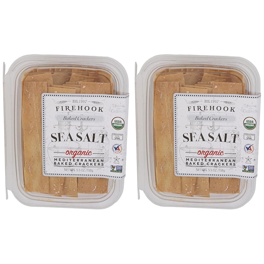 Firehook Baked Crackers, Cracker Sea Salt Organic, 5.5 Ounce (Pack of 2)