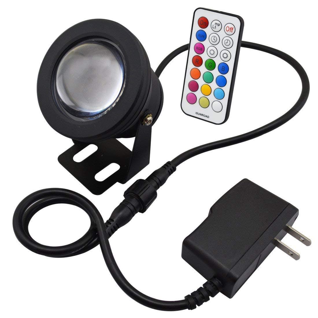 COOLWEST 10W RGB Timing LED Underwater Light Spotlight Flood Lamp for Fountain Pond Landscape Garden Pool Fish Tank,with Wiress IR Remote