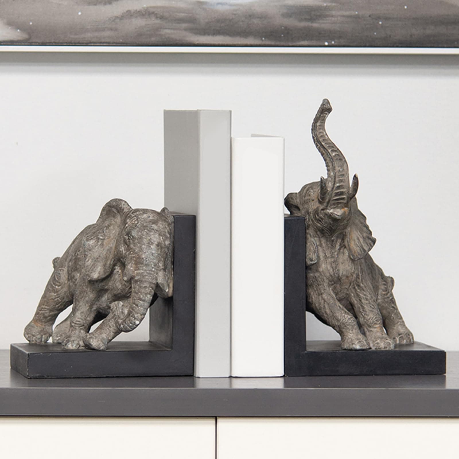 Decorative-Bookends Elephant Book-Ends Heavy Duty - Book Stoppers for Home Office School 5.34 LBS 11.8 * 7.9 * 9.8 Inch Newman House Studio