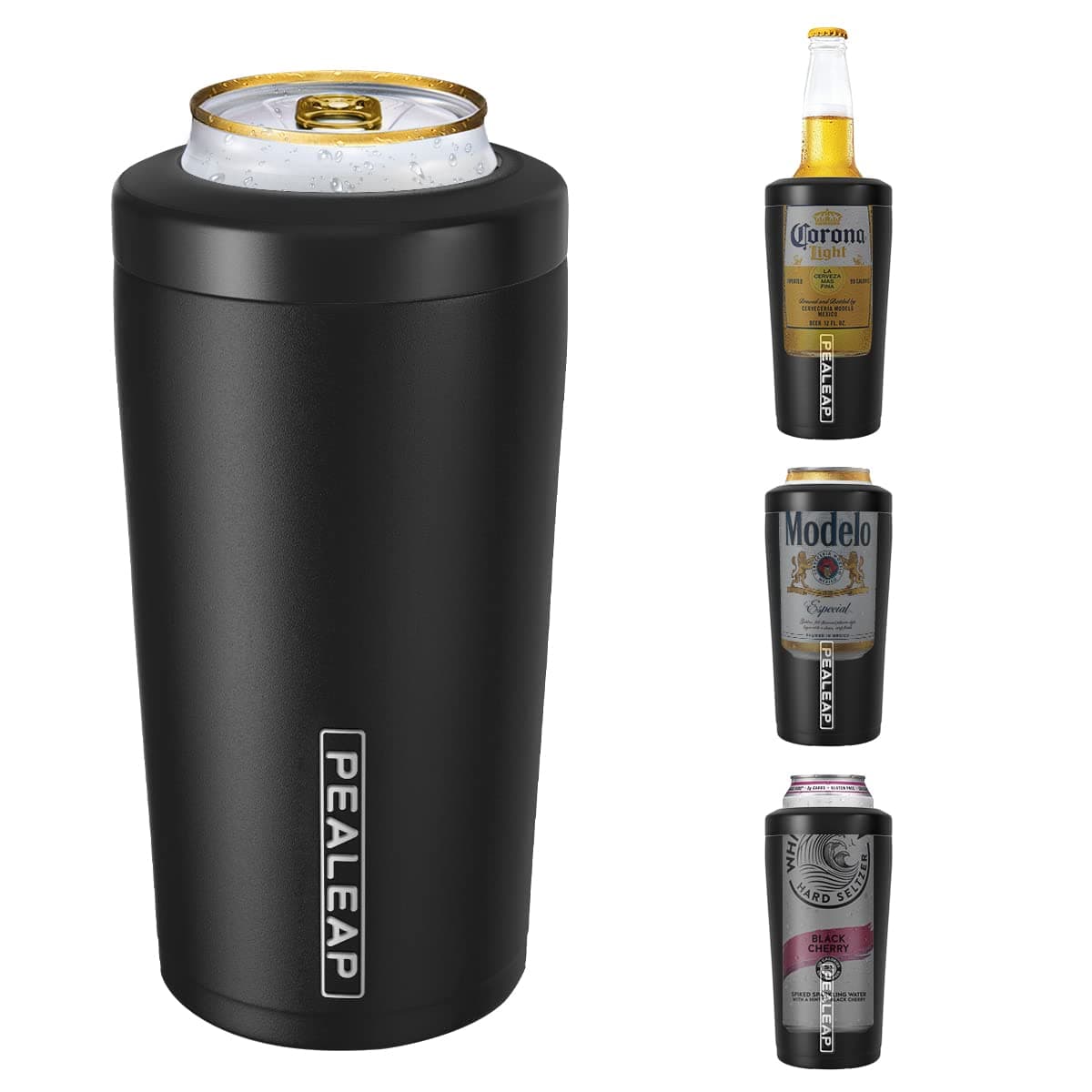 4 in 1 Insulated Slim Can Cooler for 12 OZ Cans and Beer Bottle - Keep 8 Hours Cold, Easy to Hold - Stainless Steel Can Holder, Double Walled Can Insulator for Hard Seltzer and Etc.