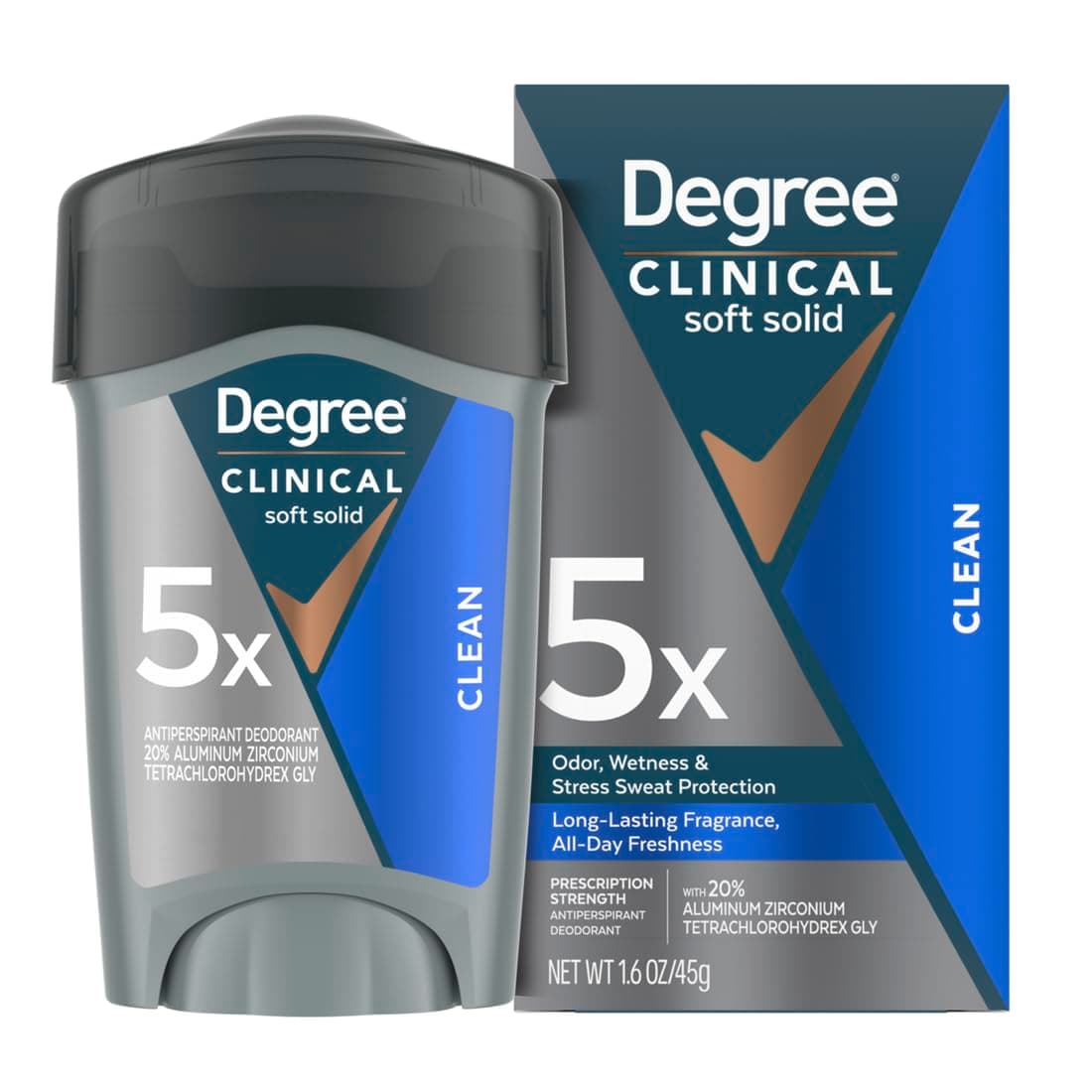 Degree Men Antiperspirant Deodorant Clean 72-Hour Sweat & Odor Protection Prescription-Strength Antiperspirant For Men with MotionSense Technology 1.7 oz