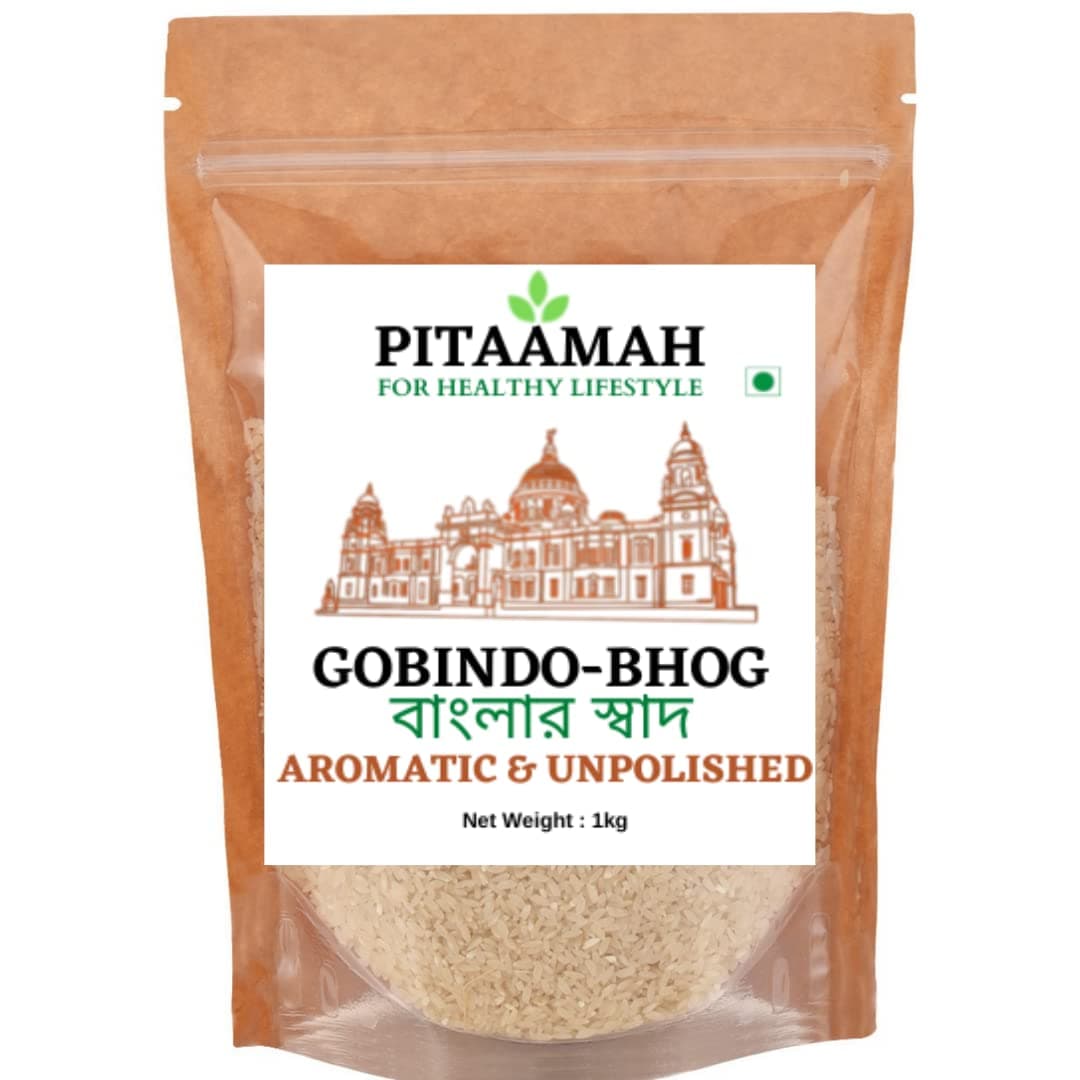 PITAAMAH Natural Gobindobhog Rice|3Kg|Aromatic Rice|Unpolished Rice|Jeera Samba Rice|Directly From Bengal Farmers
