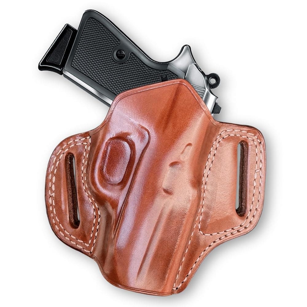 Premium The Ultimate Leather Pancake Holster OWB Open Top, fits Walther PPK/S 22LR/ 380 Caliber 3.3-inch, Right Hand Draw, Brown Color #1170#