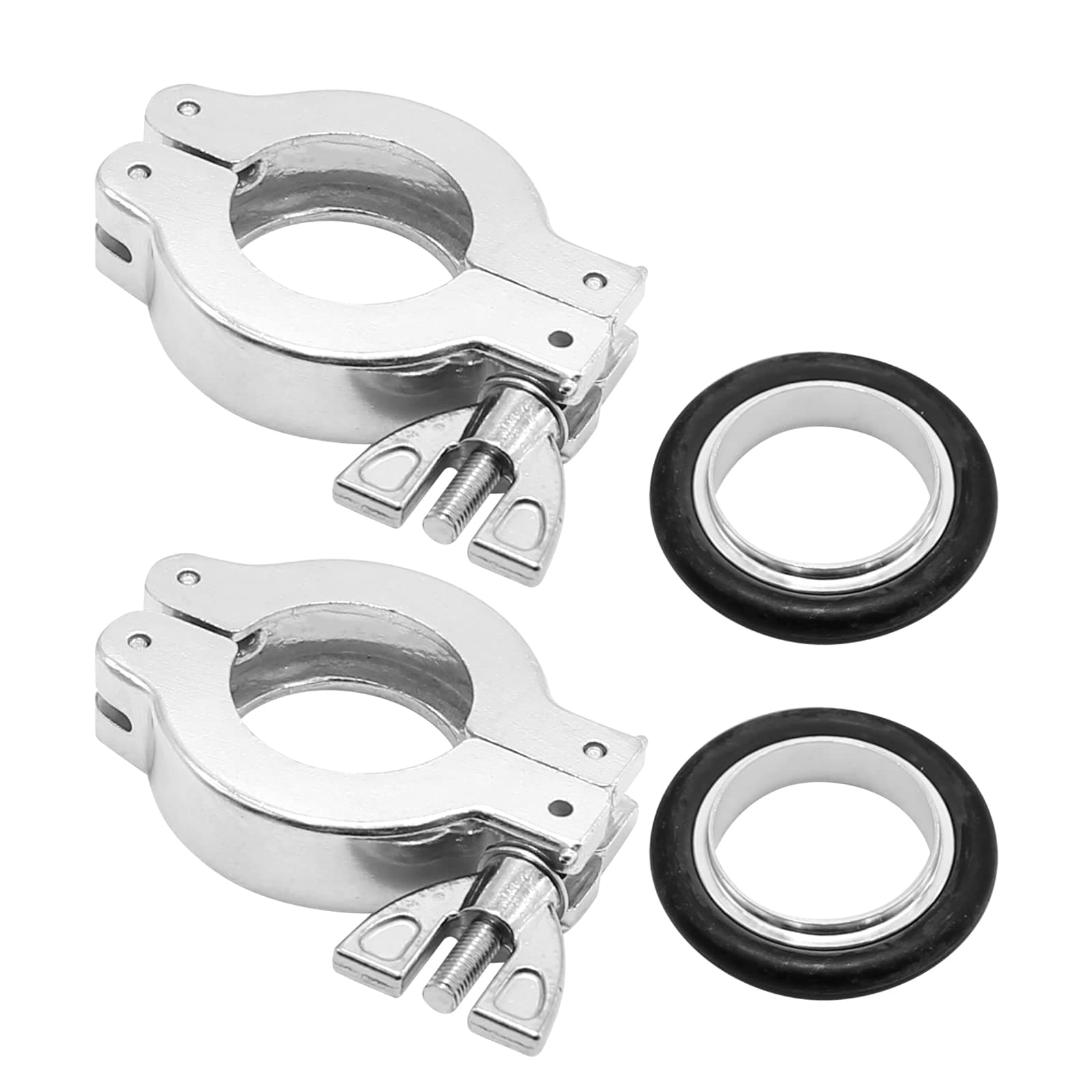 Vkinman 2 Pcs KF25 Aluminium Wing Nut Hinge Clamp w/Aluminum Centering Ring KF25 with FKM Viton Quick Clamps O-ring
