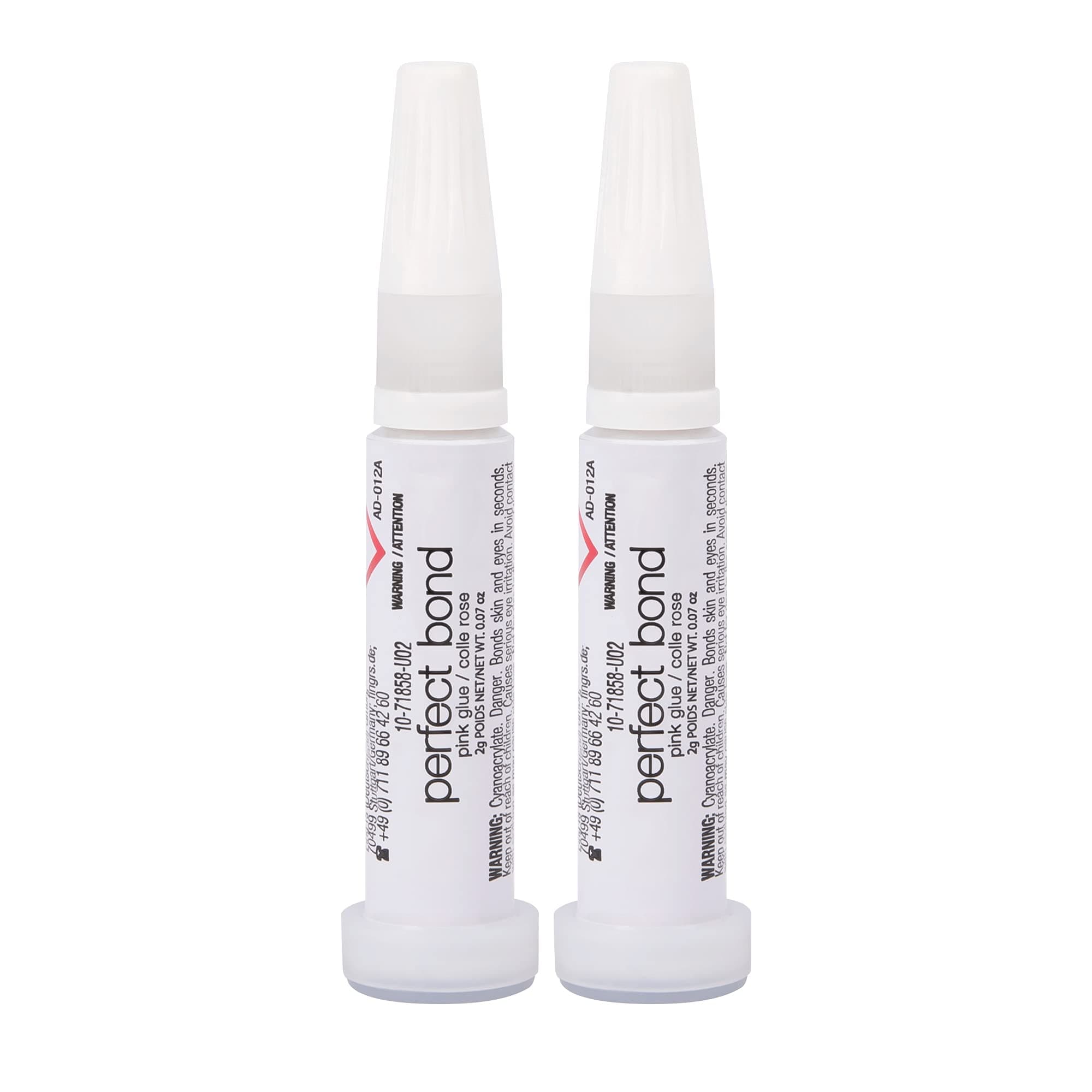 Nailene Perfect Bond Nail Glue, Super Strong, Durable, Easy to Apply Acrylic Nails, Press On Nails, Repairs Natural Nails, Quick Drying Nail Adhesive, Lasts 7 Days, Pink Tint, 2 g/0.07 oz, 2 Pack