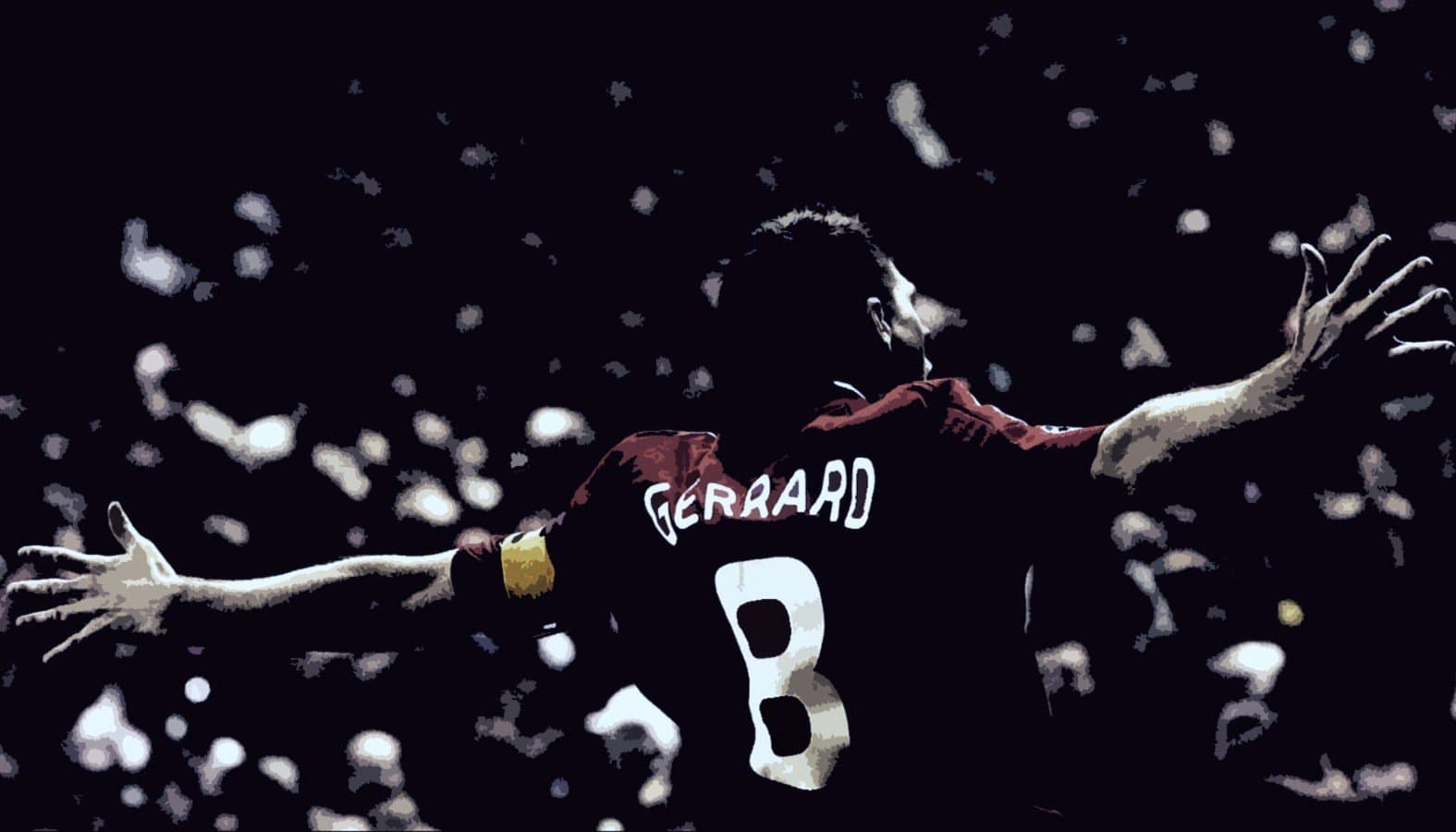 Steven Gerrard of Liverpool FC Pop Art style Oil Painting 28x16inch. Hand Painted piece of art, not a giclee, poster or printed canvas. This is a beautiful rendition of one of the most iconic players in Liverppol's glorious history. Brushstrokes and texture are evident and this is less a mass produced poster and more a piece of art. Framed, but canvas alone is also available, email us for details.