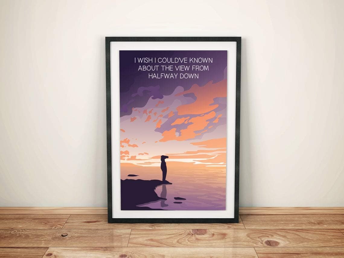 Centiza BoJack Horseman Poster - View from Halfway Down Illustration Art Print - Trendy Gift for Her/Him - Inspirational Quote 11x17 16x24 24x36 Inch (No Frame)