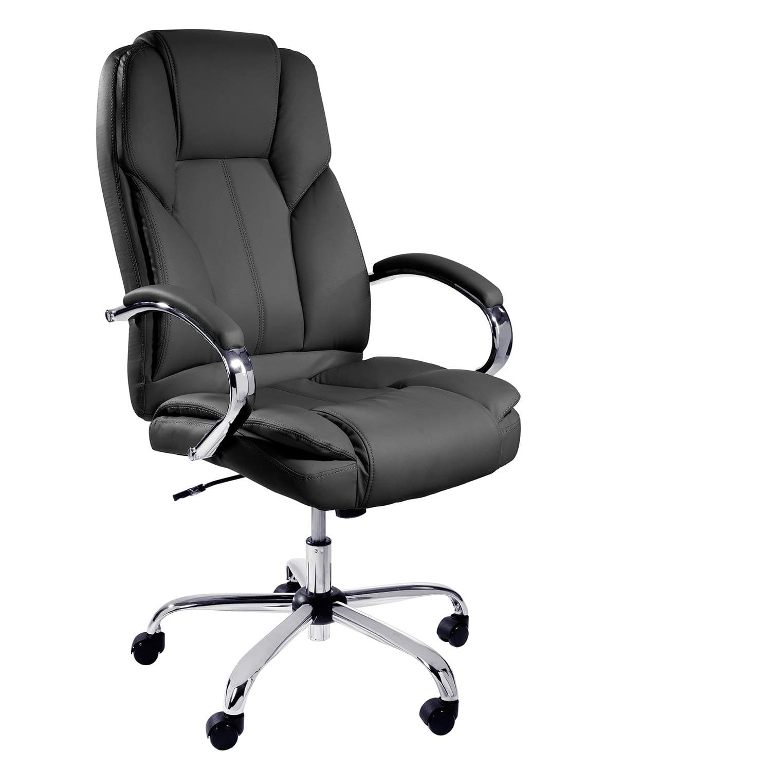 TPFLiving - DALLAS - High-end, Ergonomically Padded Desk Chair Office Chair with Braked Castors, Modern Executive Chair Made of Synthetic Leather, Loadable up to 215 kg - Black