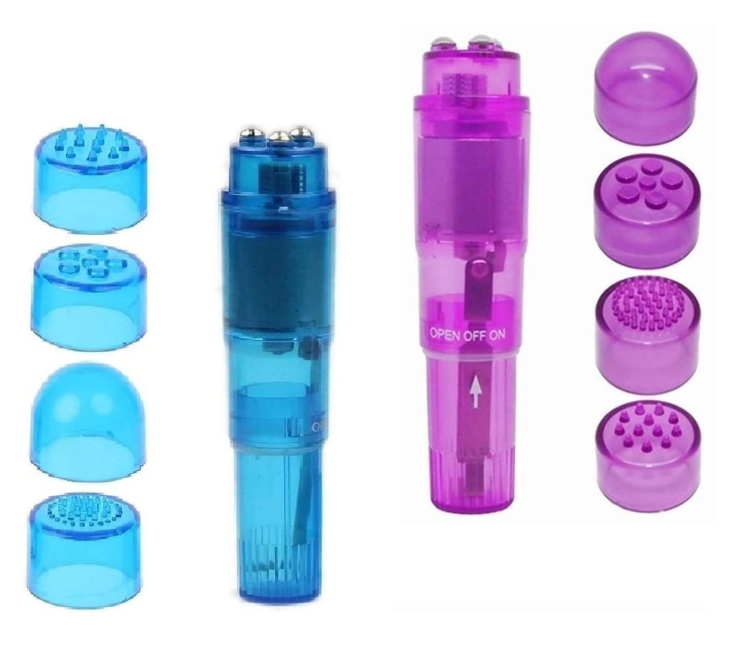 Mini Massager Handheld with 4 Heads Pocket Pen for Body, Face, Neck, Head,Back (Blue Purple Color)