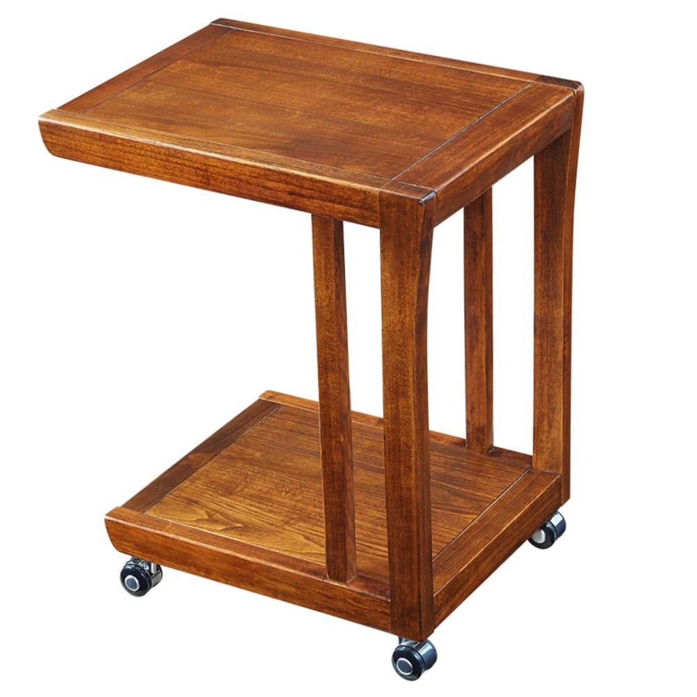 Shelving MEIDUO Side Table End Table Coffee Table Lamp Table with Storage Shelves, 2 Tiers Bookcase on Wheels L50 * W38 * H60 cm very durable