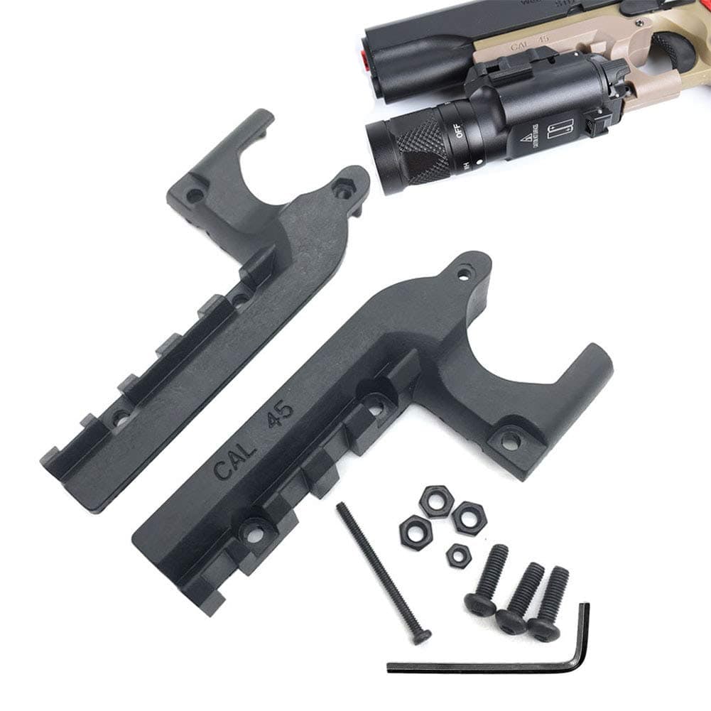 1911 Picatinny Rail Adapter Mount, 20mm Under Rail Laser Flashlight Mount for Colt 1911 and Clones,with Four Screws, Four Nuts, and a Hexagon Wrench