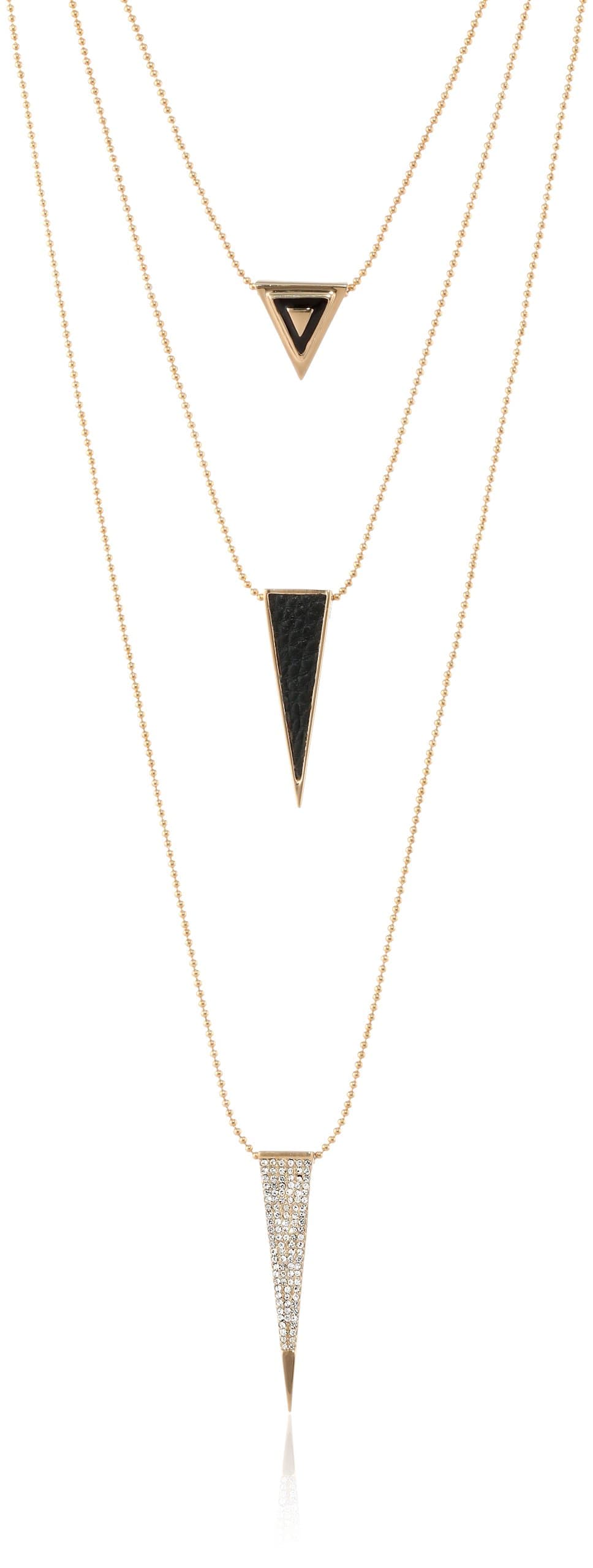 Boy Meets Girl Roman Luxe 3-Row Python Triangle Drop Necklace, 23.25"