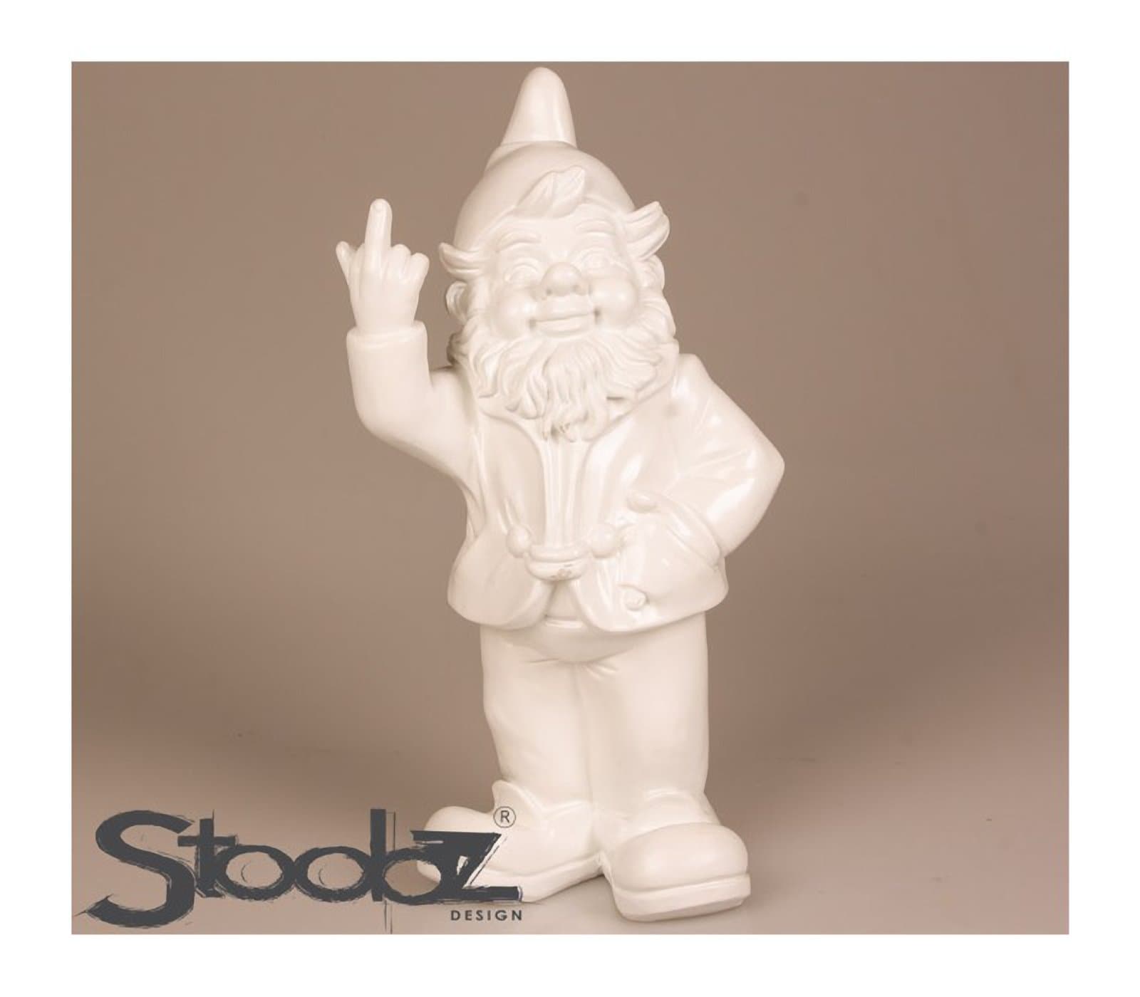 STOOBZ PP 005WT 15 x 12 x 32 cm Cheeky Garden Gnome Figure for Home and Garden - White