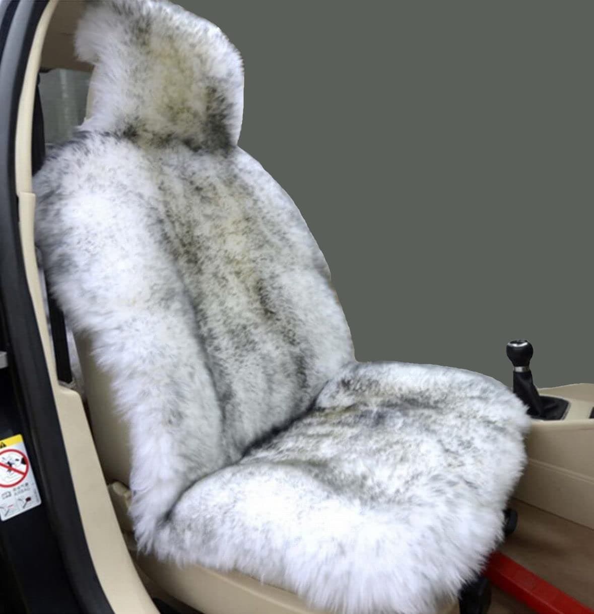 Winter Warm Authentic Australia Sheepskin Car Seat Cover Luxury Long Wool Front Seat Cover Fits Most Car, Truck, SUV, or Van (Grey Tips)