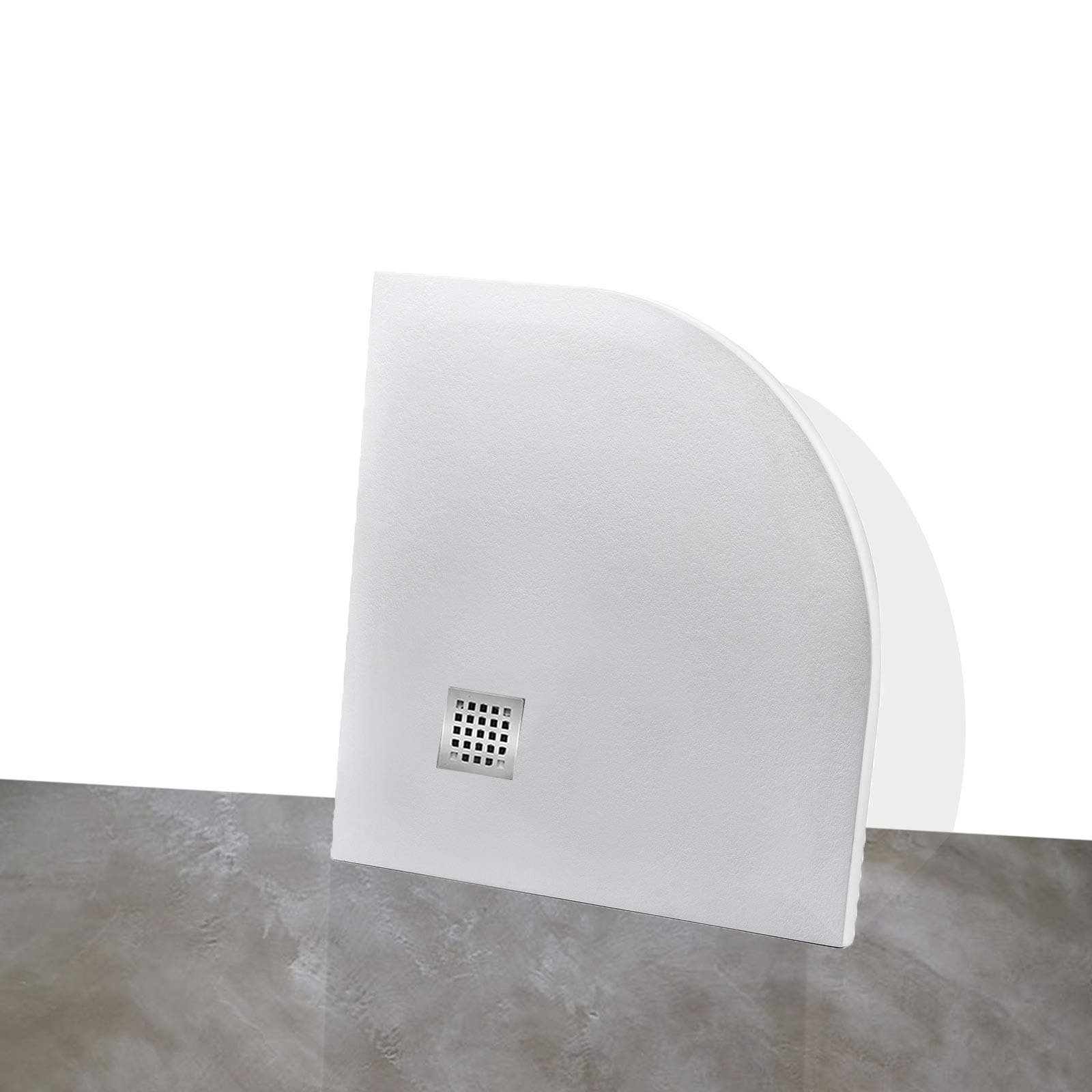 yellowshop – Corner Shower Tray Curved Stone Effect Ashlar Marble White