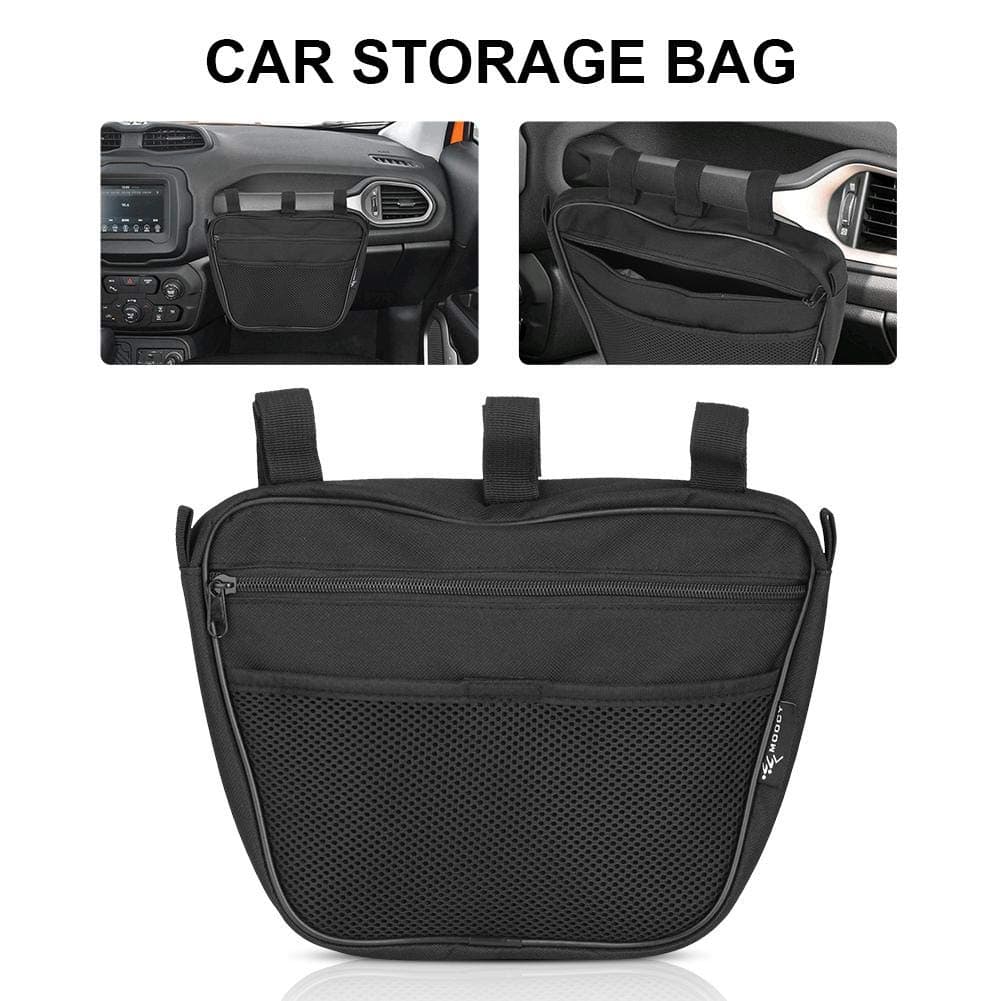 Destinely 1 x Front Passenger Grab Handles Storage Bag-Pouch Black Mesh Organizer Bag Accessories for 1965-2017 Jeep Wrangler JK TJ YJ CJ UV Protected Tools Bags