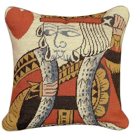 Deluxe Pillows King of Hearts 12 x 12 Petit Point Pillow
