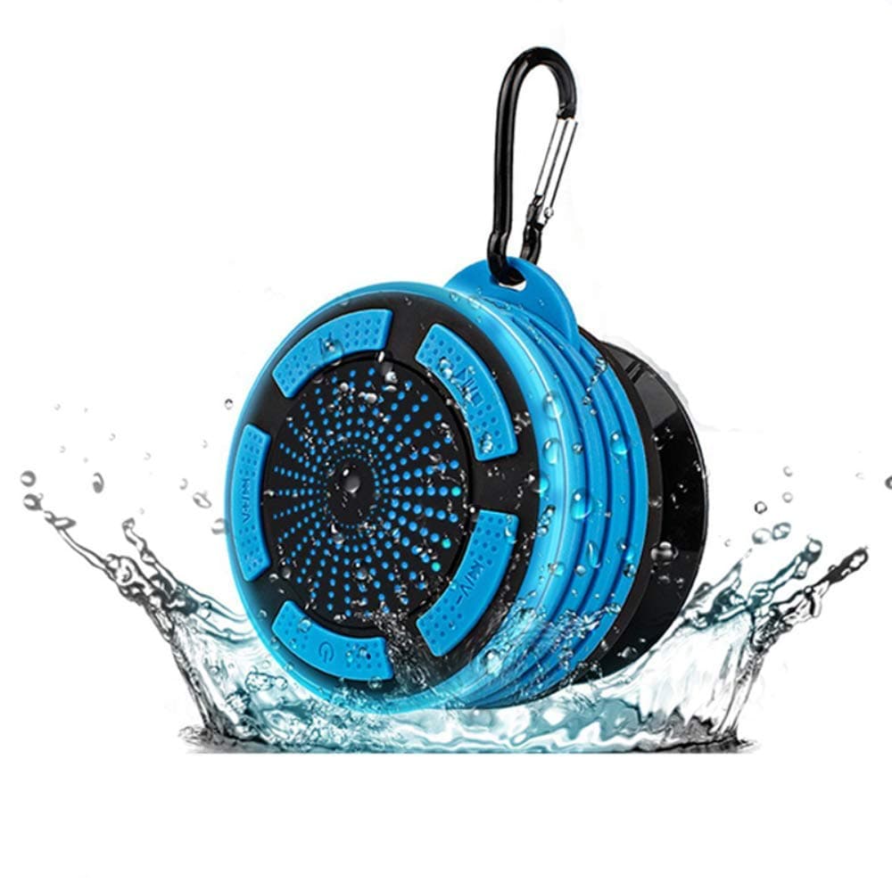 WTCHI Portable Wireless Bluetooth Speakers Smart Speakers with Built-in Mic, Outdoor Hook, Waterproof IPX7, Suction Cup, Water-Resistant Shower Speaker,Lightbluehead