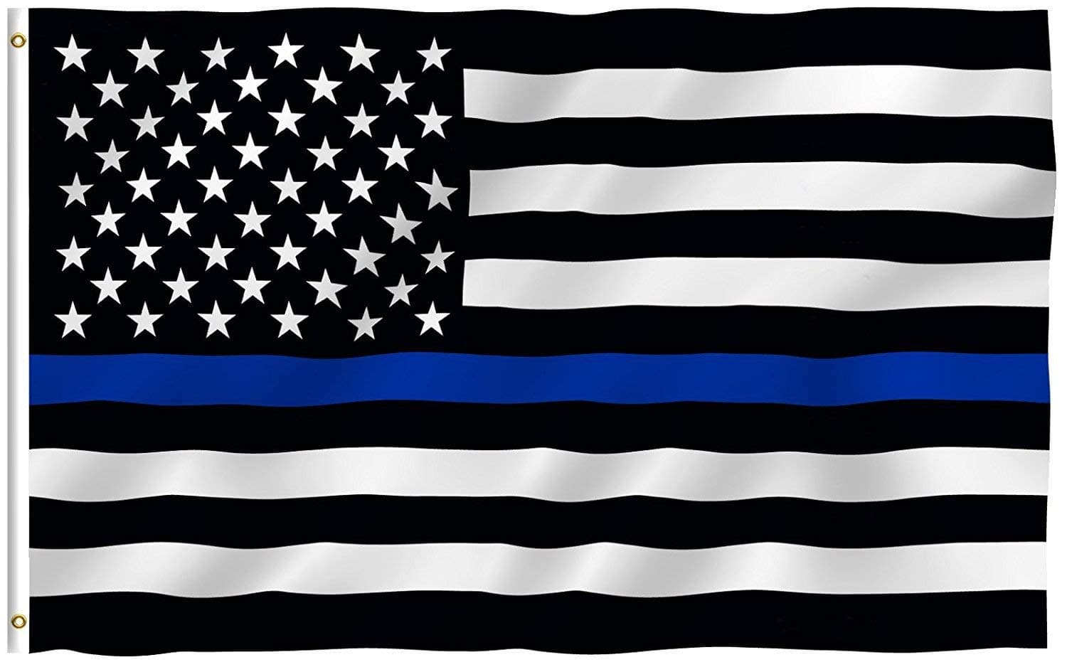Anley Fly Breeze 3x5 Foot Thin Blue Line US National Flag - Vivid Color and Fade proof - Canvas Header and Double Stitched - Honoring Law Enforcement Officers Flags Polyester with Brass Grommets