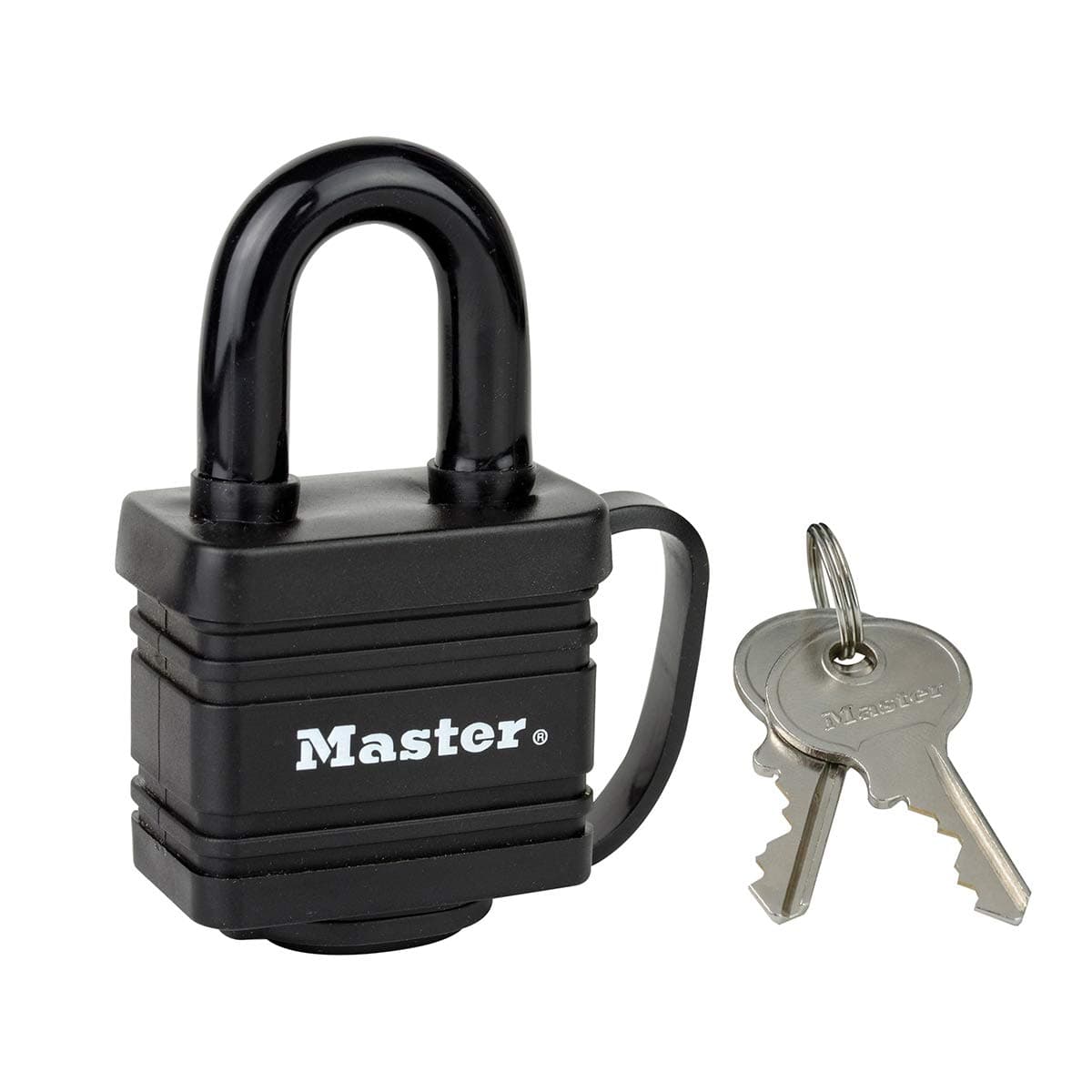 7804EURD Laminated Padlock with Key and Thermoplastic Cover, Black, 7,8 x 4 x 2,9 cm