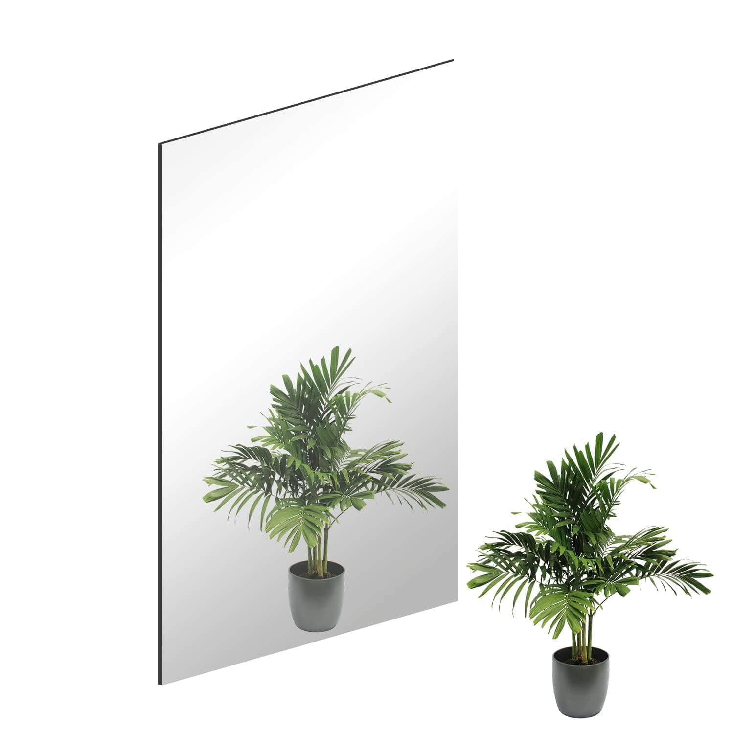 HD Wall Mirror Self Adhesive Glass Mirror High Clear Mirrors Stick On Frameless Large Adhesive Mirrors Tile for Bathroom, Bedroom, Living Room, Hallway Decoration(40 x 30cm)