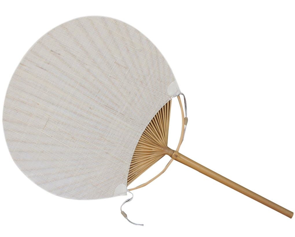 NAYEARN Hand Held Japanese Bamboo Paddle Fan Pure Linen DIY Hemp White and Indigo