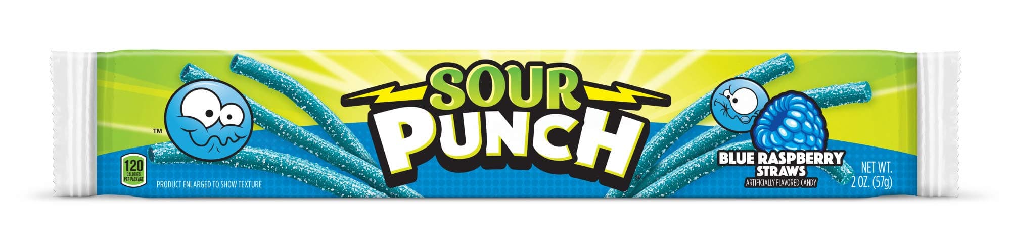 Sour Punch Straws, Sweet & Sour Flavored Soft, Chewy Candy, Tray, Blue Raspberry, 48 Oz